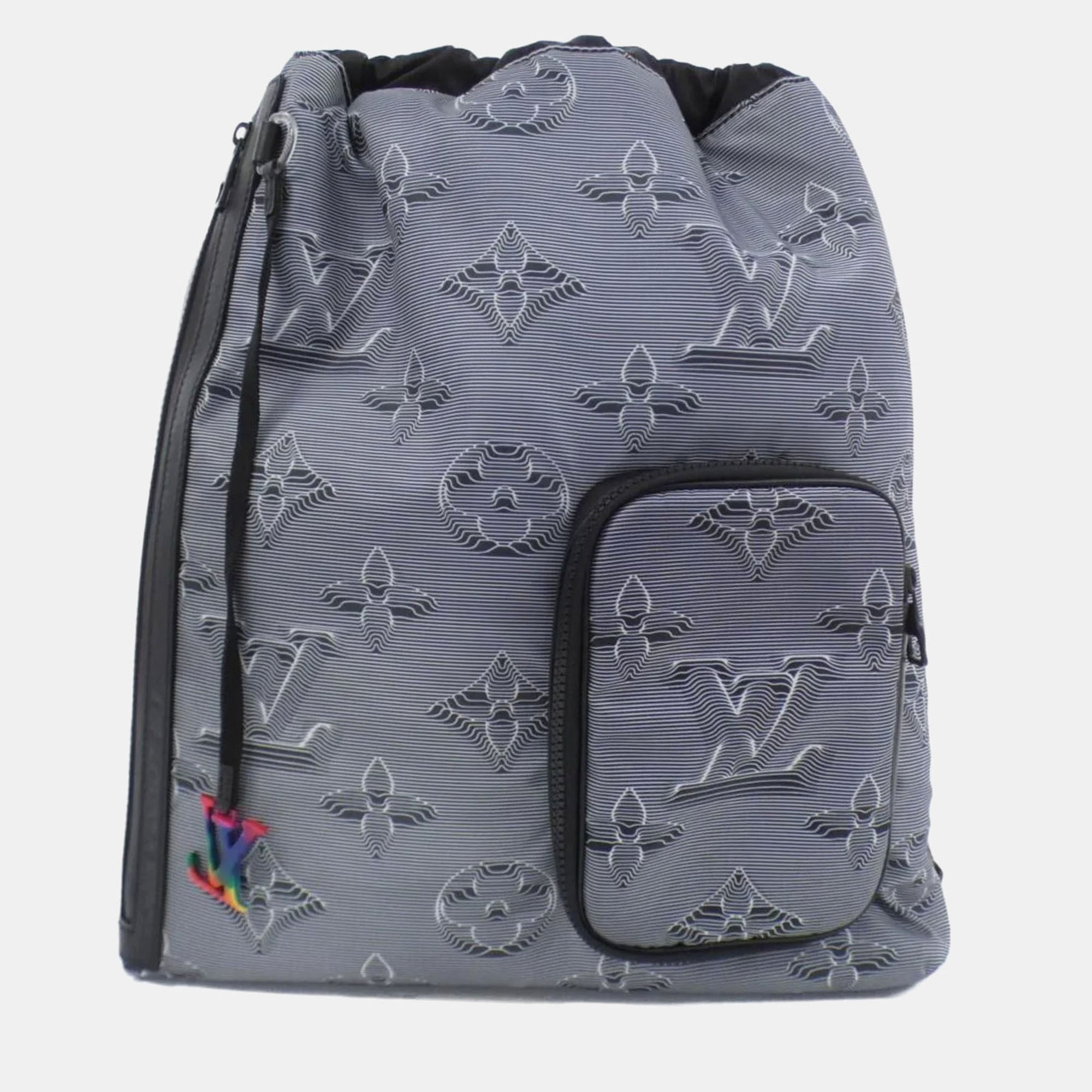 

Louis Vuitton Drawstring Black Canvas Rucksack, Grey