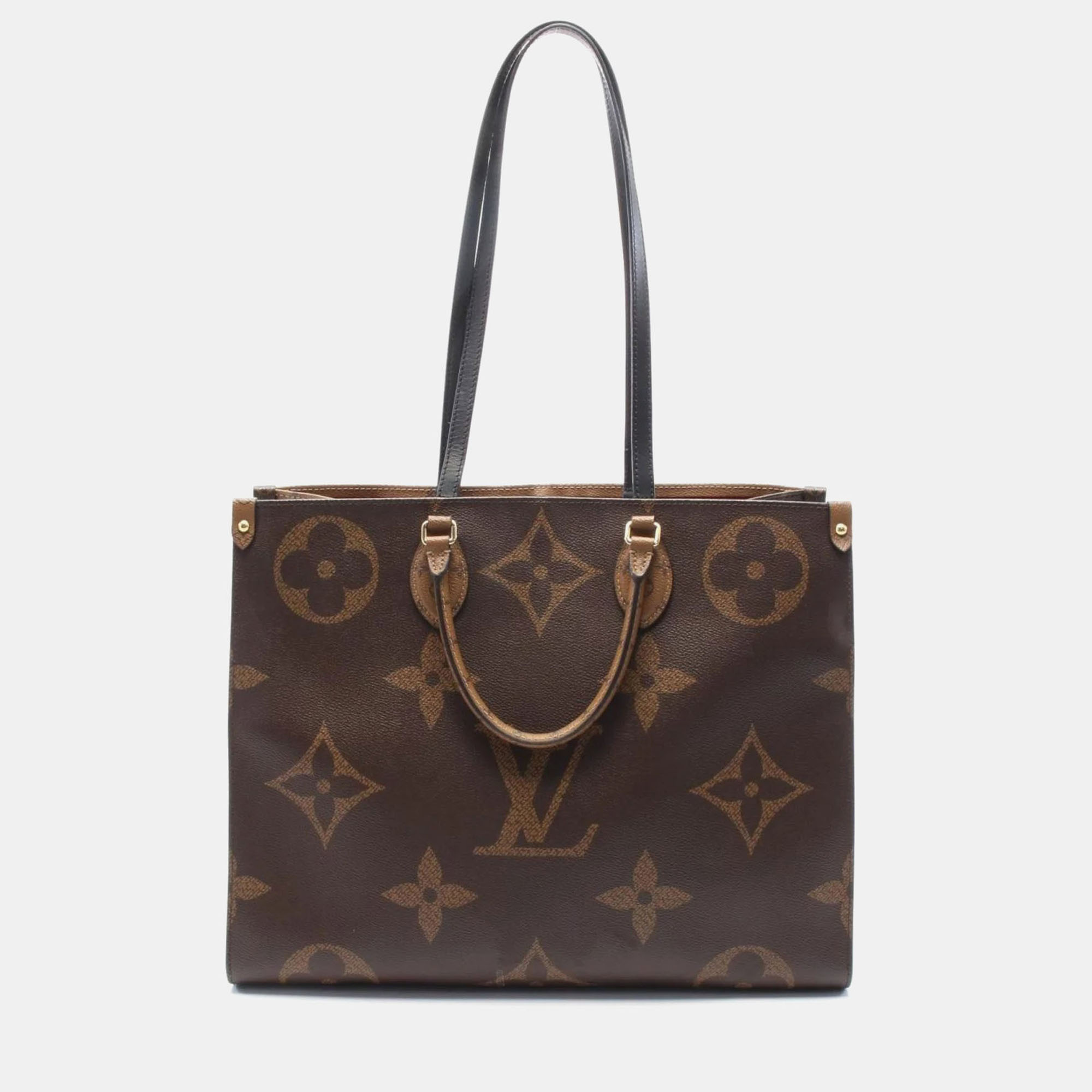 

Louis Vuitton On The Go GM Brown Coated Canvas Leather Monogram Giant Shoulder Bag