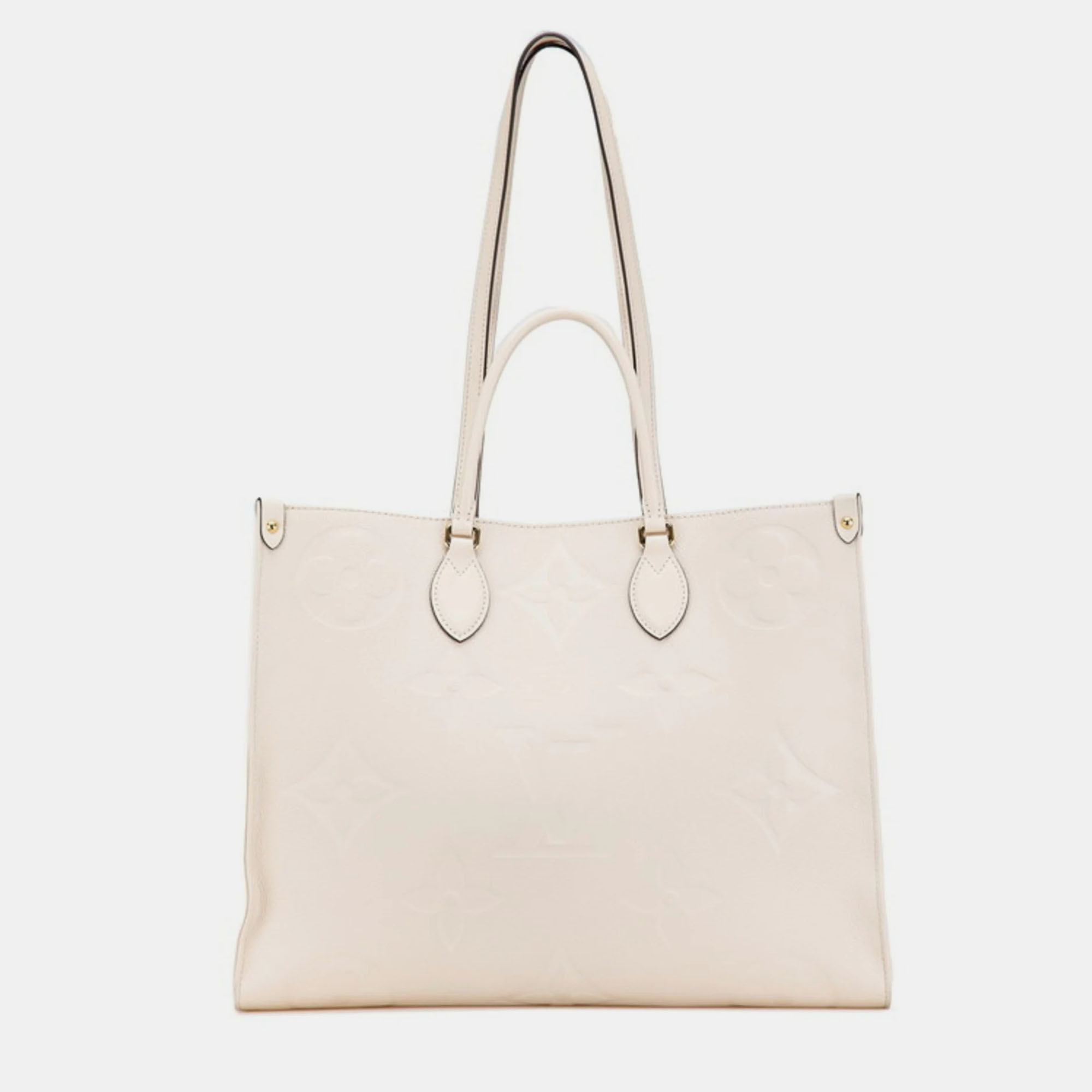 

Louis Vuitton On The Go GM White Leather Monogram Empreinte Giant Shoulder Bag