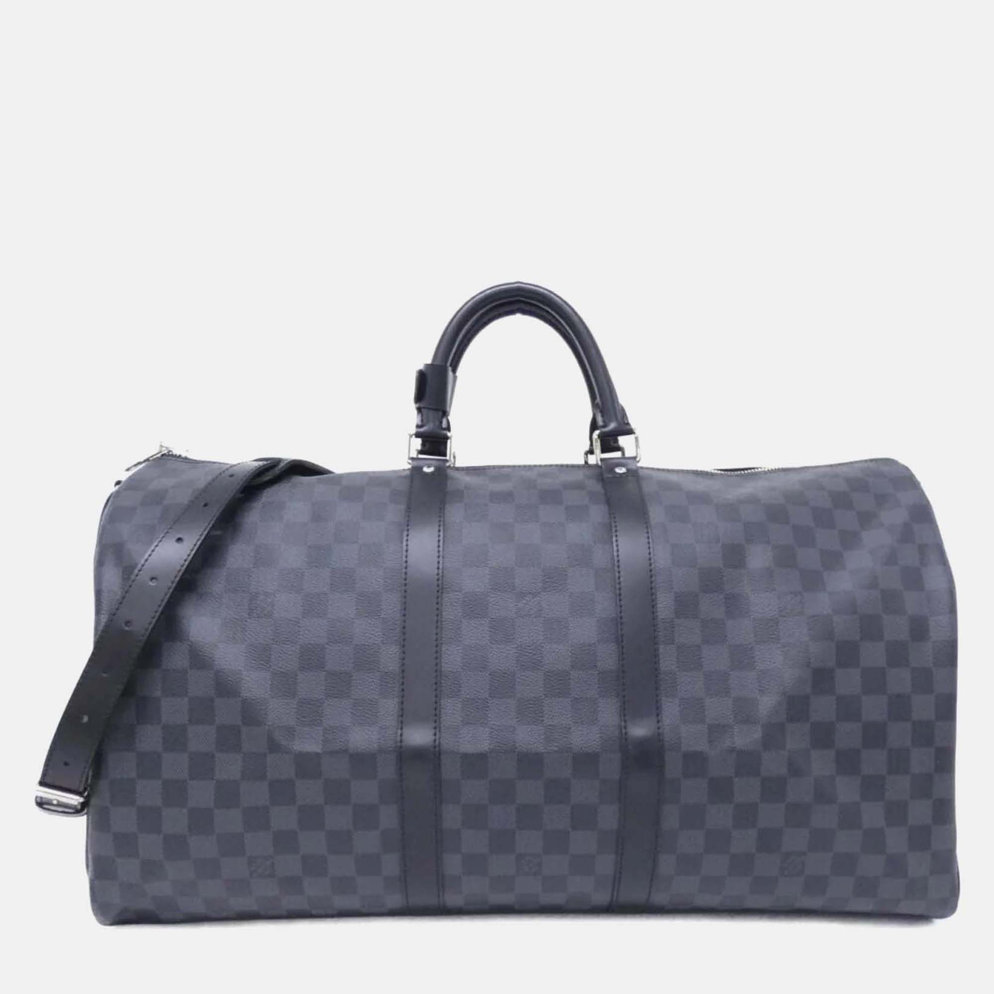 

Louis Vuitton Keepall Bandouliere 55 Damier Graphite Boston Bag, Black