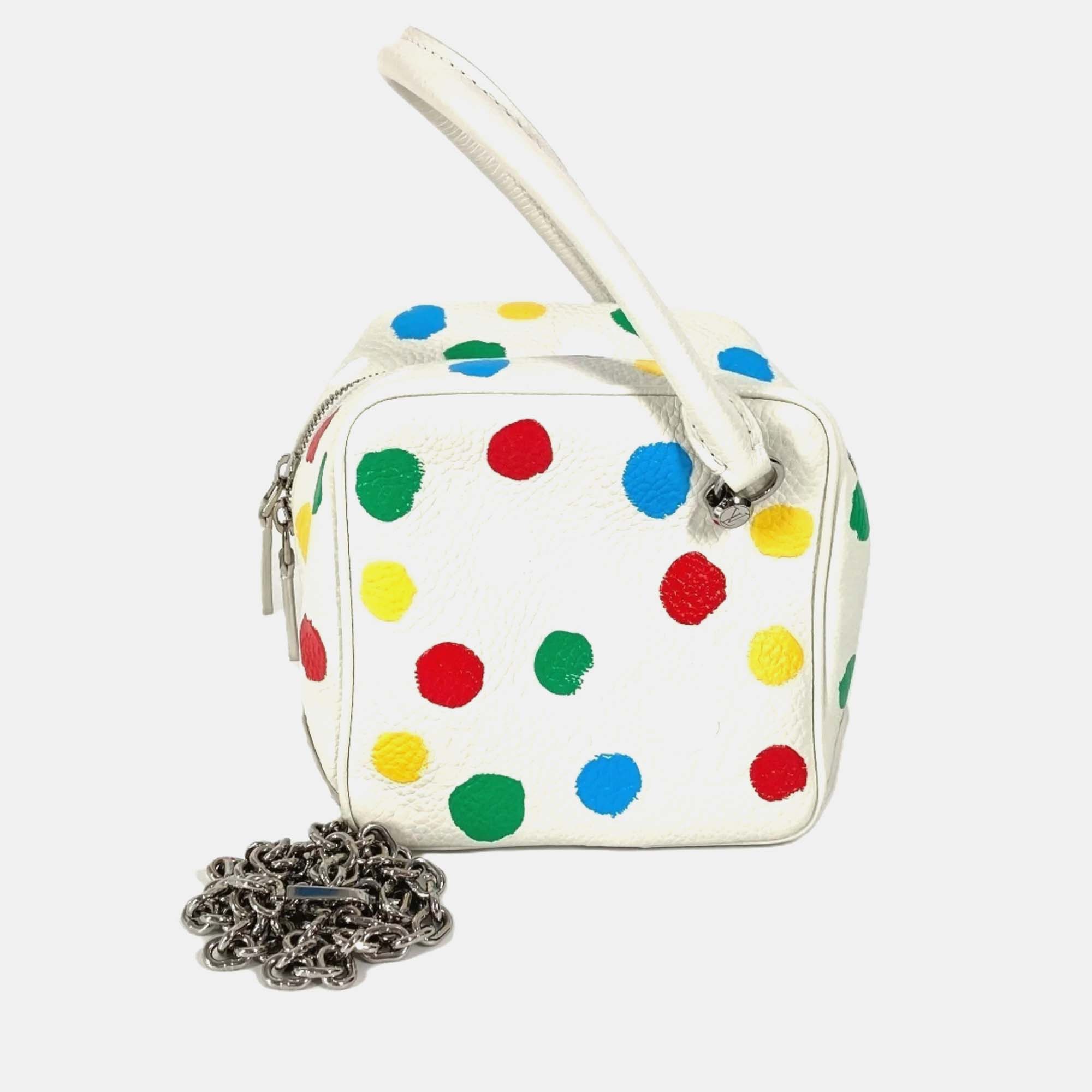 

Louis Vuitton Yayoi Kusama White Monogram Empreinte Leather Square Bag