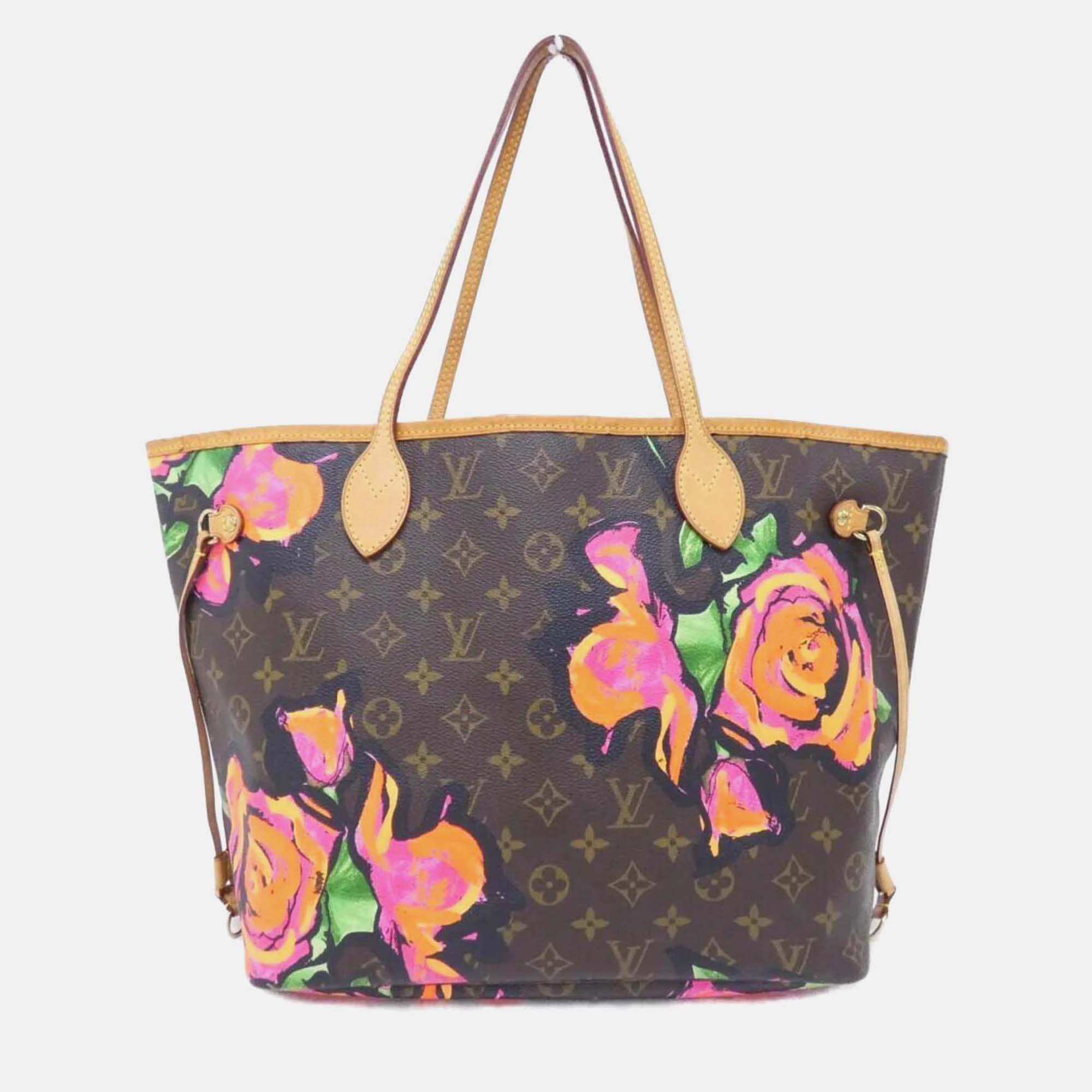 Louis Vuitton Neverfull MM Limited Edition Monogram Roses Tote Bag