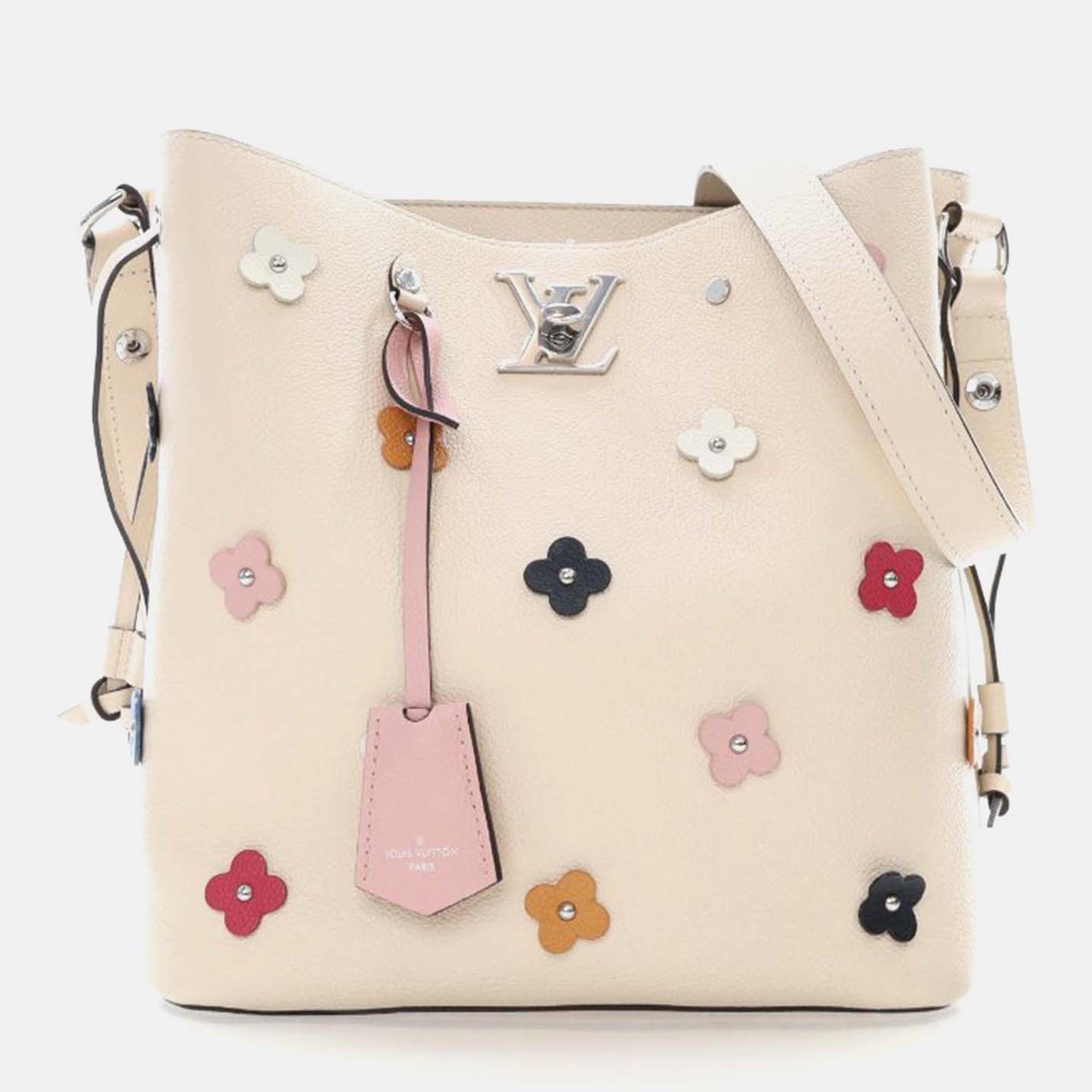 

Louis Vuitton Lockme Calfskin Leather Bucket Bag, Beige