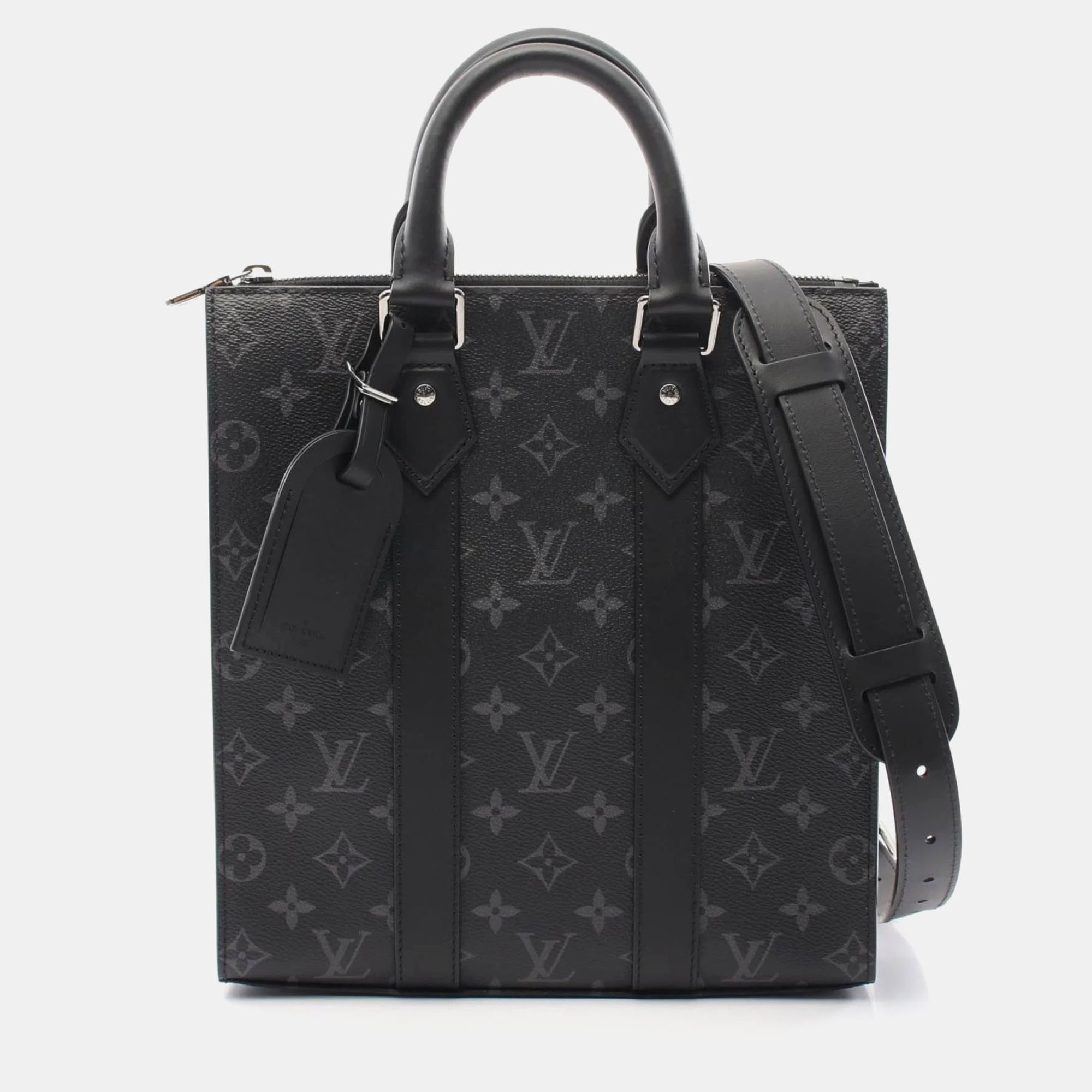 

Louis Vuitton Sac Plat Monogram Eclipse Coated Canvas Leather Tote Bag, Black