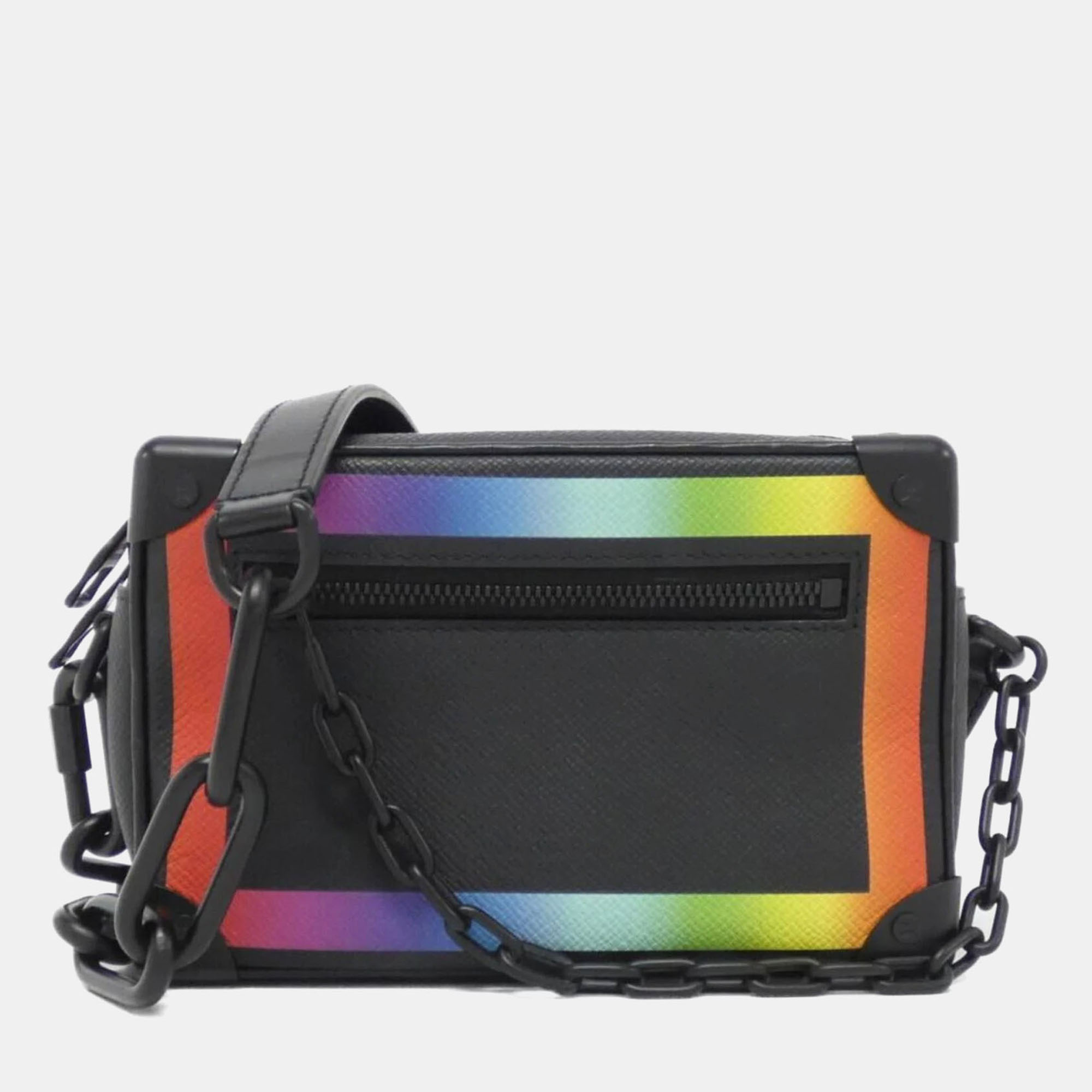 

Louis Vuitton Soft Trunk Mini Rainbow Taiga Leather Shoulder Bag, Black