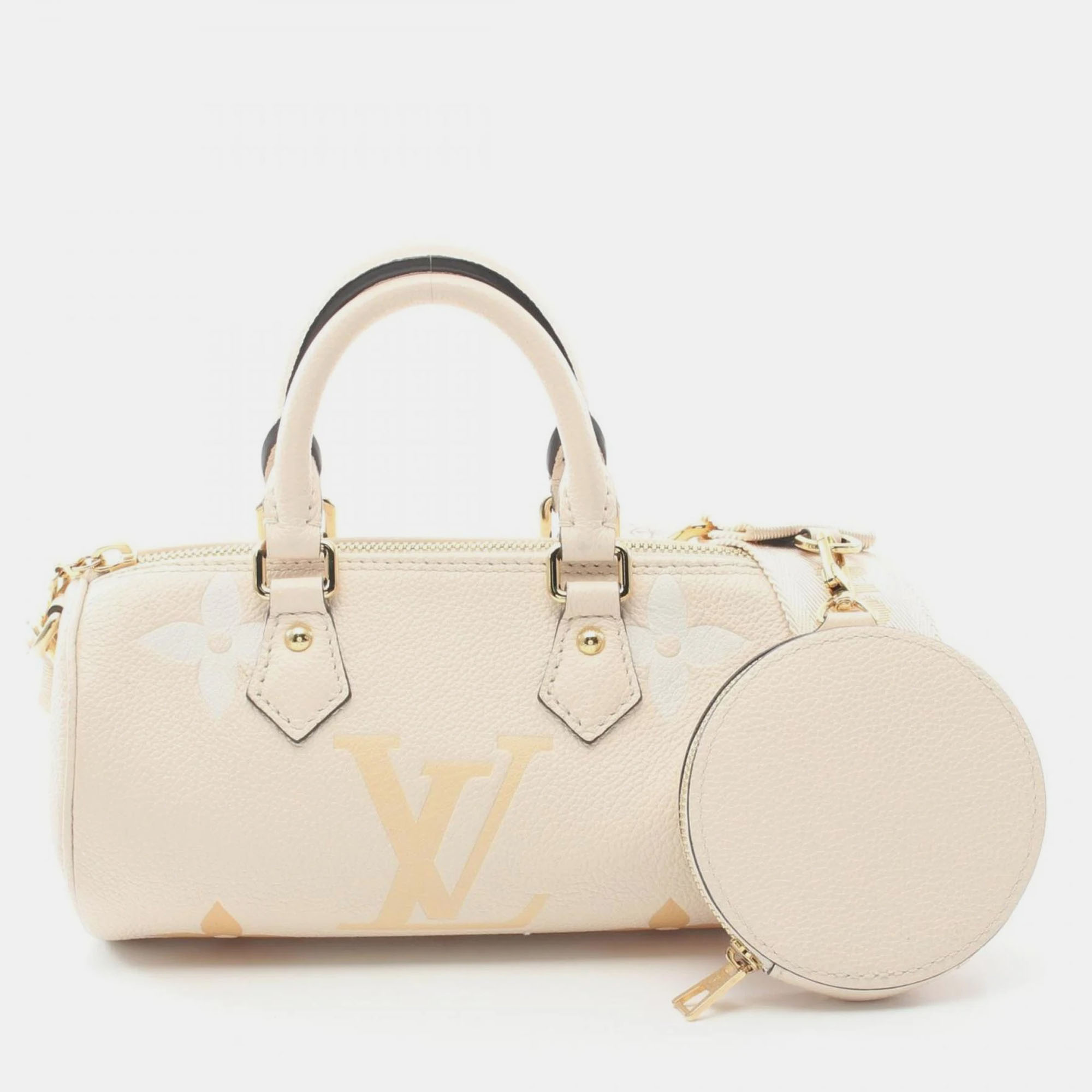 

Louis Vuitton Papillon BB Leather Ivory Beige Monogram Empreinte Creme Saffron Handbag