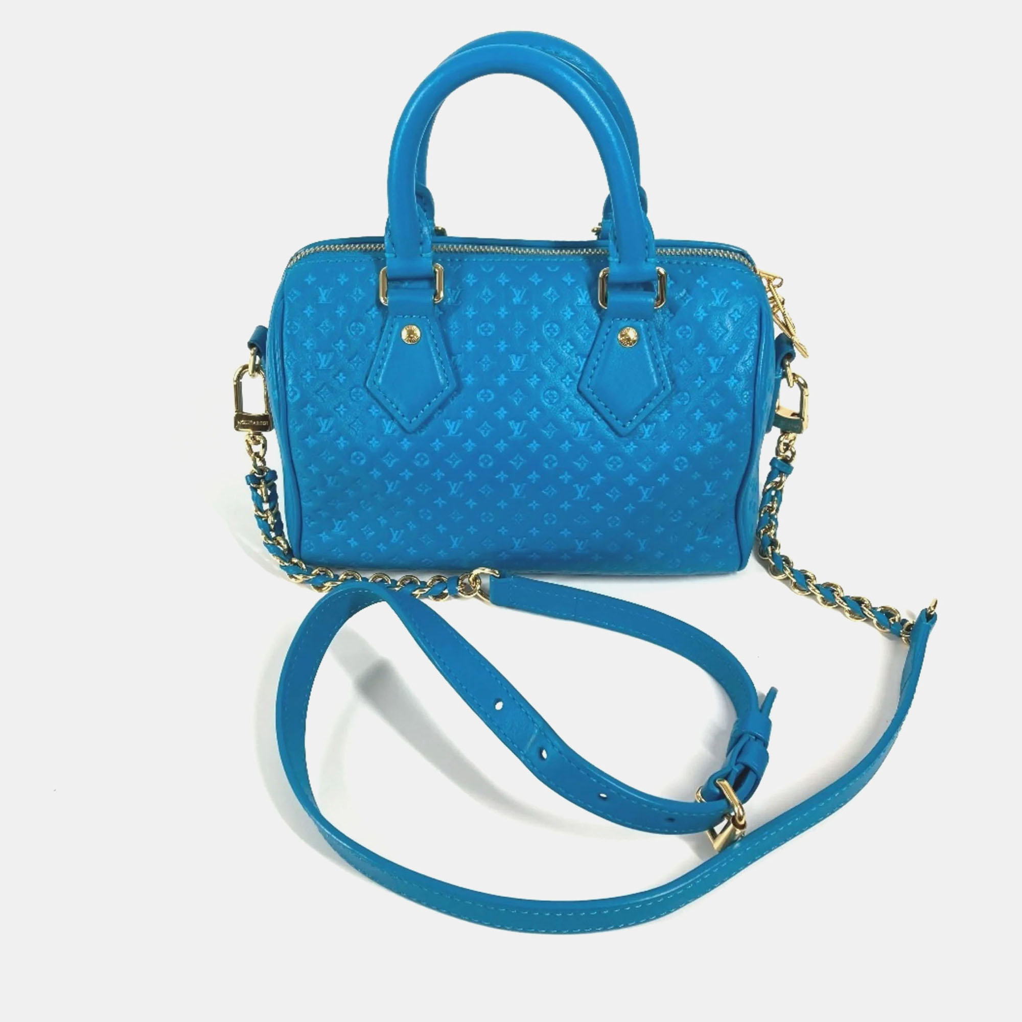 

Louis Vuitton Speedy Bandouliere 20 Monogram Nanogram Calf Leather Blue Crossbody Bag
