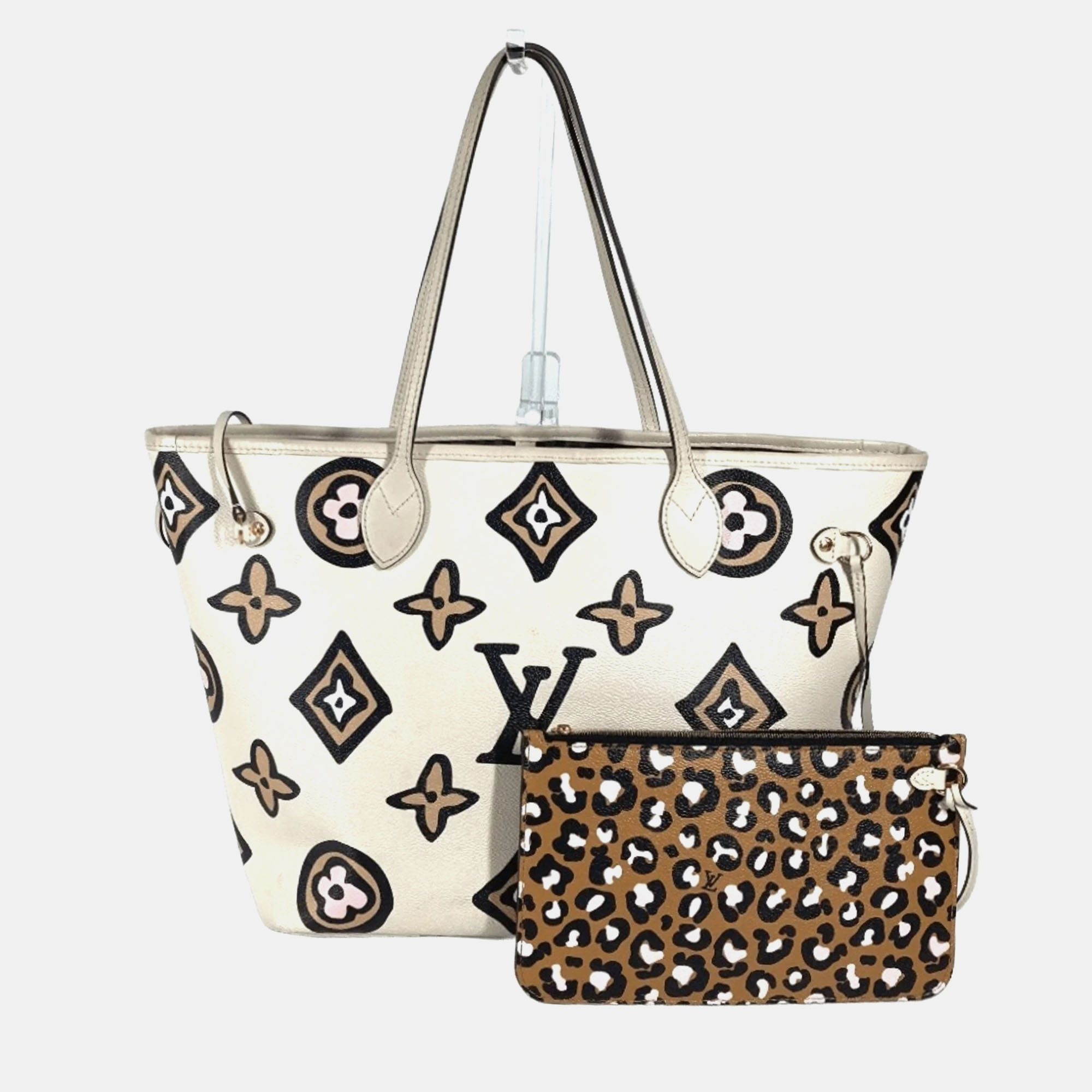Pre-owned Louis Vuitton Neverfull Mm Wild At Heart Capsule Collection Leather Shoulder Bag With Pouch