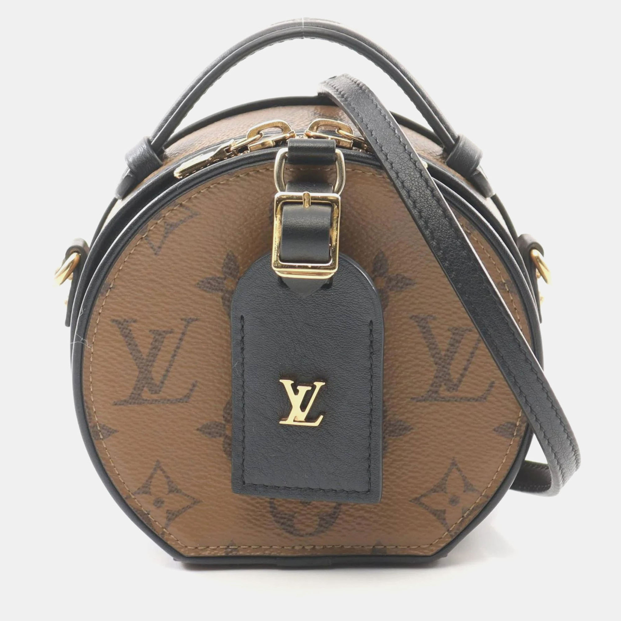 

Louis Vuitton Mini Boite Chapeau Brown Black Canvas Leather Monogram Reverse Handbag
