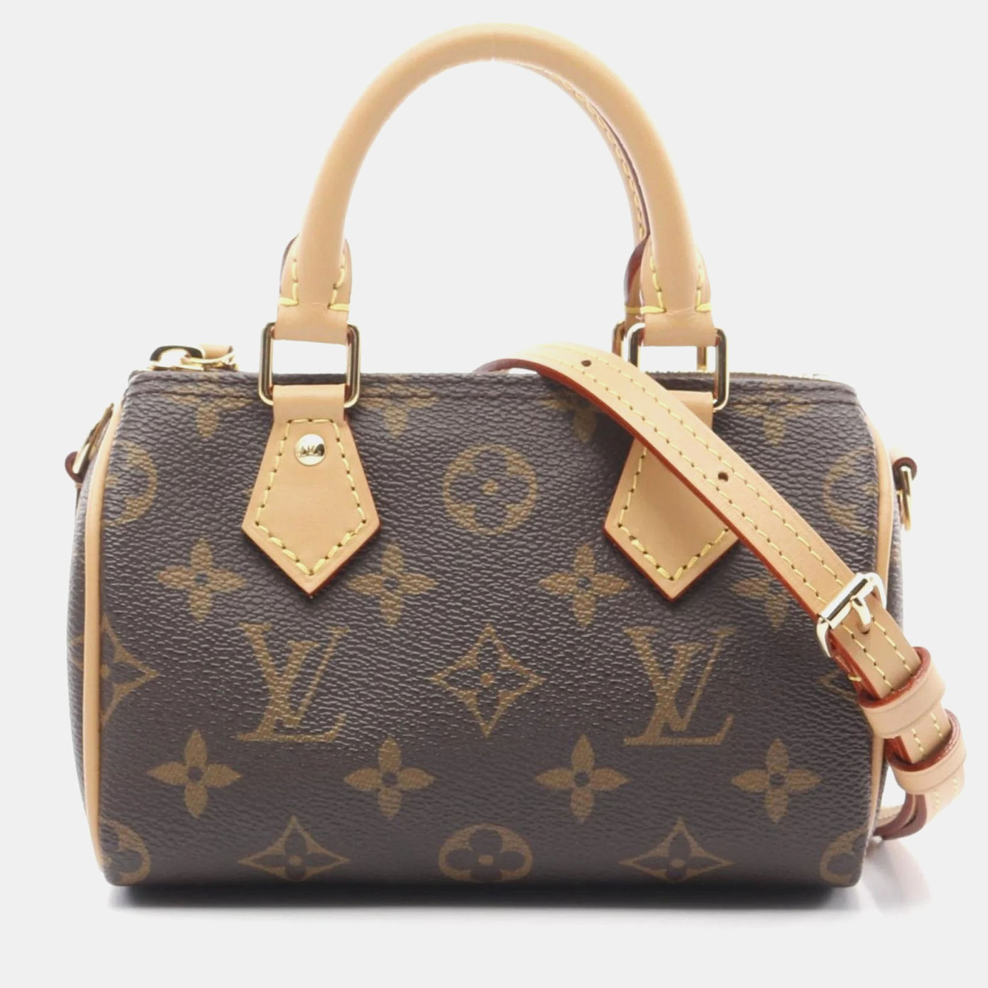 

Louis Vuitton Nano Speedy Brown Coated Canvas Leather Monogram Handbag