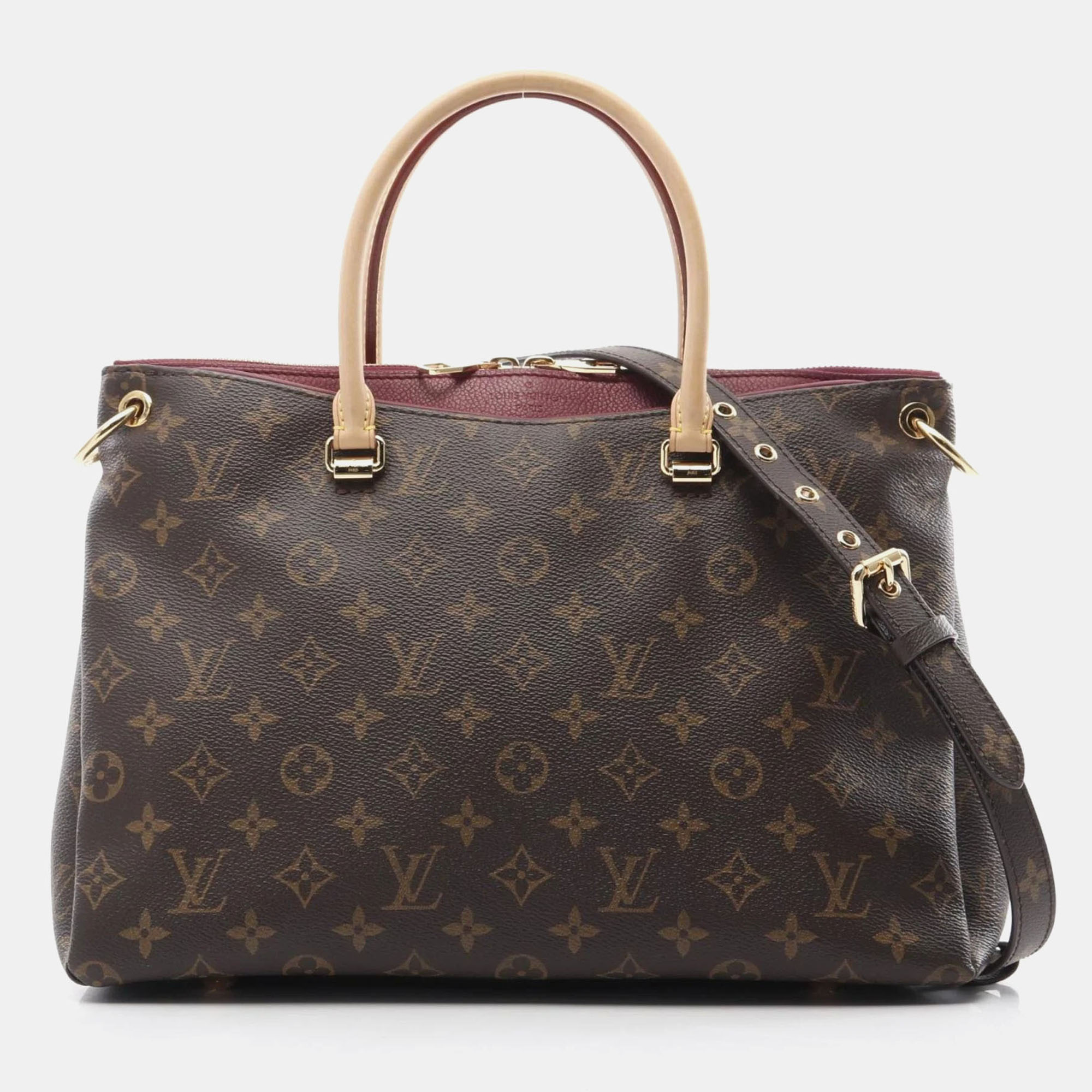 

Louis Vuitton Pallas Monogram Aurore Brown Bordeaux Coated Canvas Leather Handbag