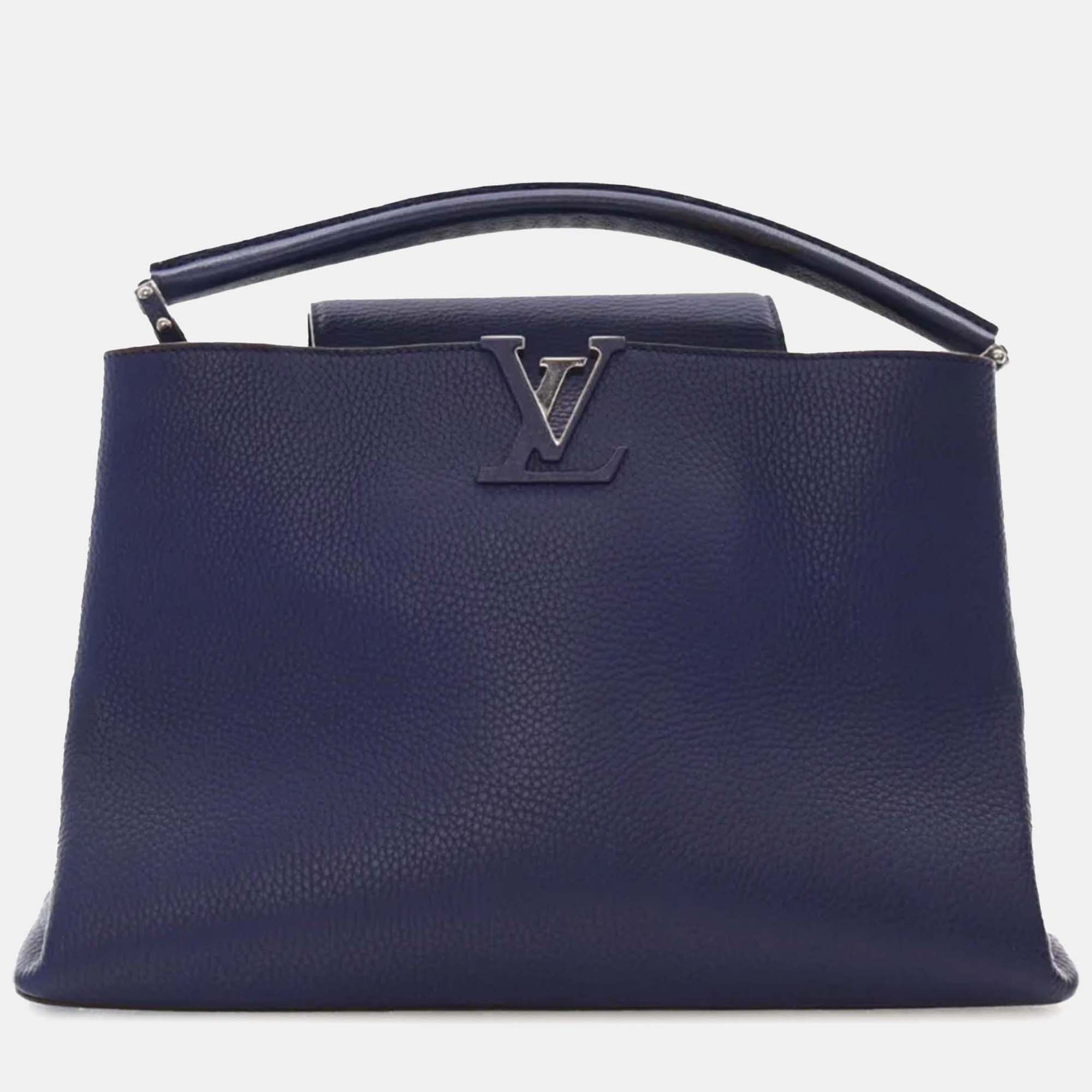 

Louis Vuitton Blue Taurillon Capucines MM