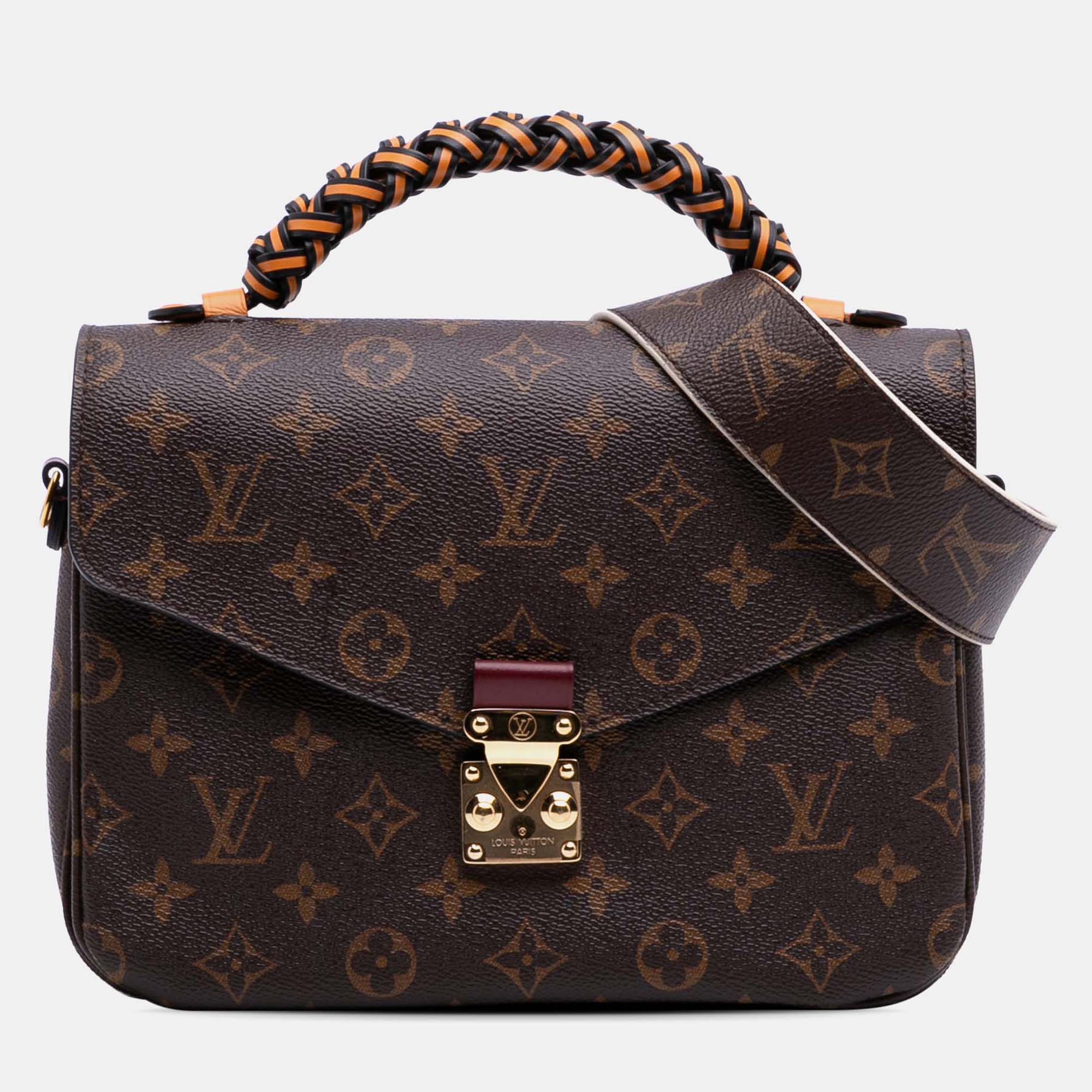 

Louis Vuitton Brown/Orange Monogram Braided Pochette Metis