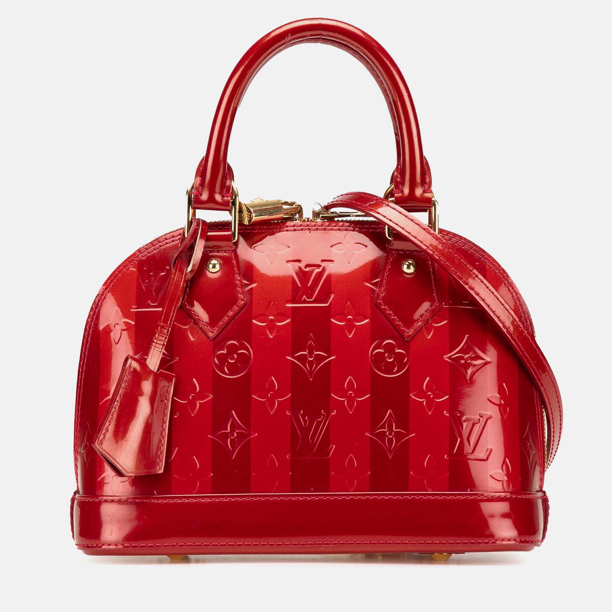 

Louis Vuitton Red Monogram Vernis Rayures Alma BB Bag