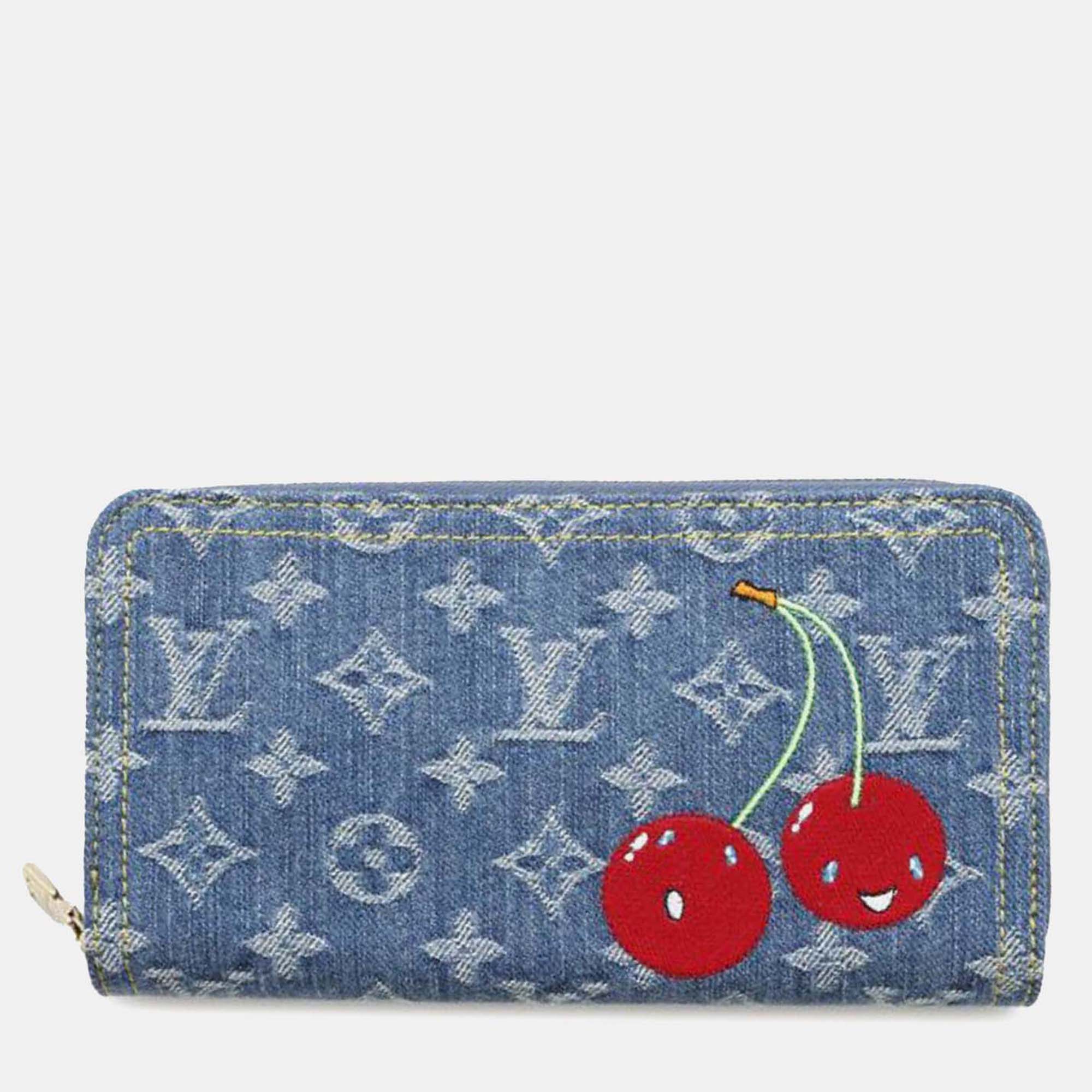 

Louis Vuitton Blue Takashi Murakami Monogram Cherry Denim Zippy Wallet