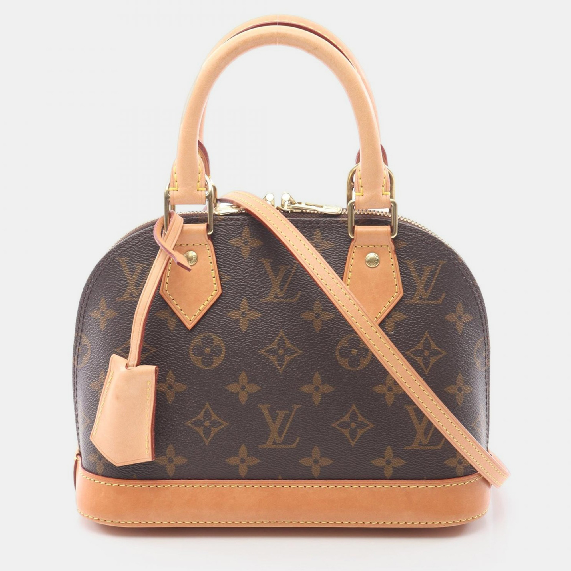 Louis Vuitton Alma BB Brown Monogram Leather Satchel Bag