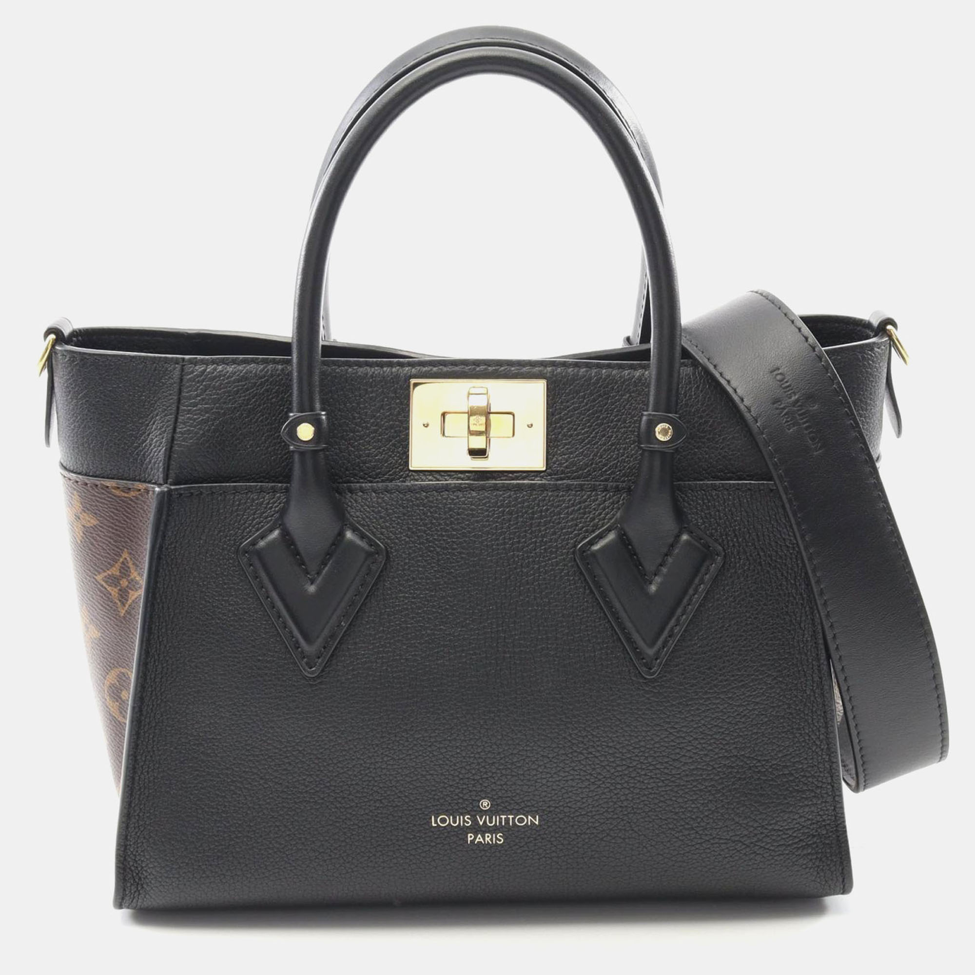 

Louis Vuitton On My Side PM Black Leather and Monogram Satchel Bag