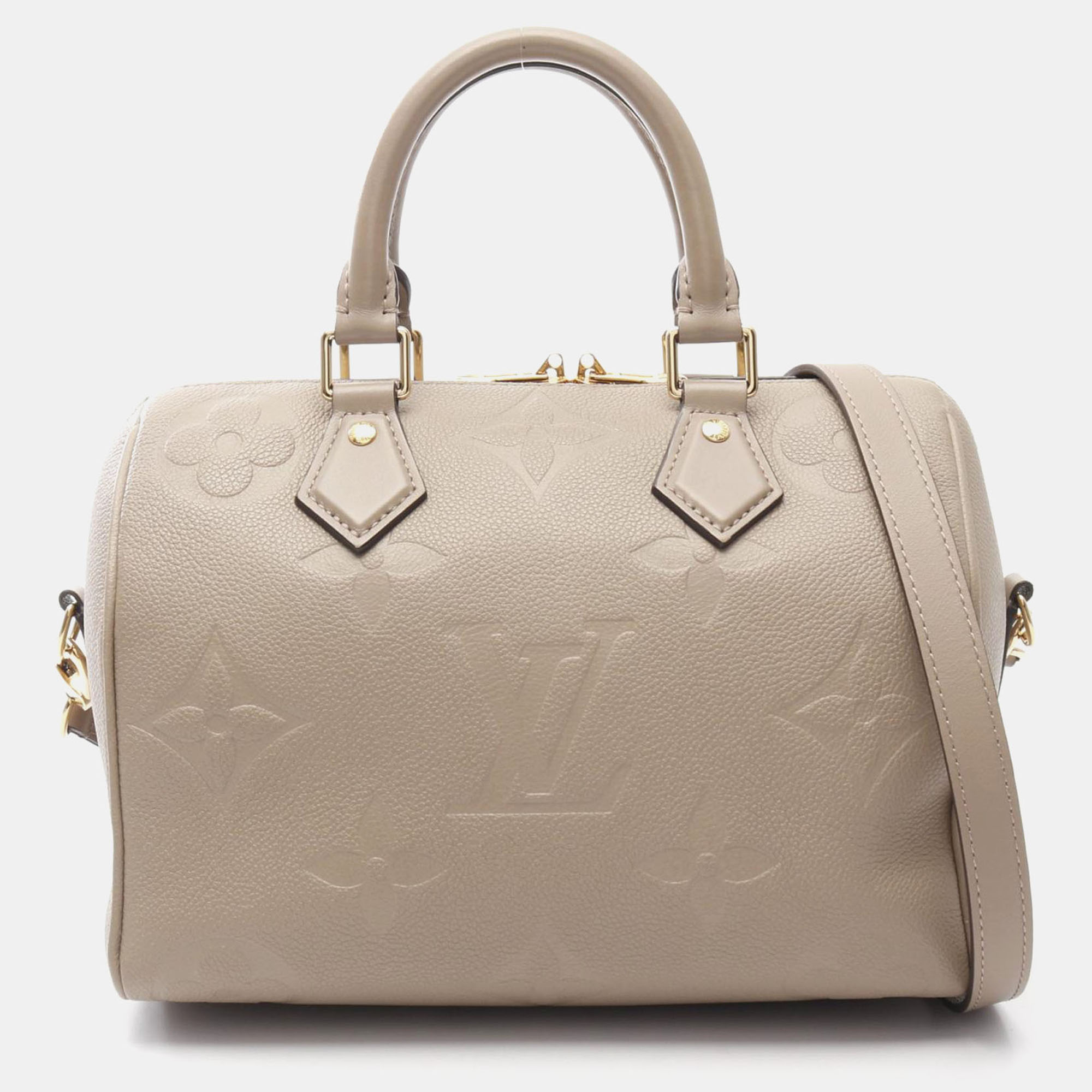 

Louis Vuitton Speedy Bandouliere 25 Monogram Empreinte Giant Tourterelle Bag, Beige