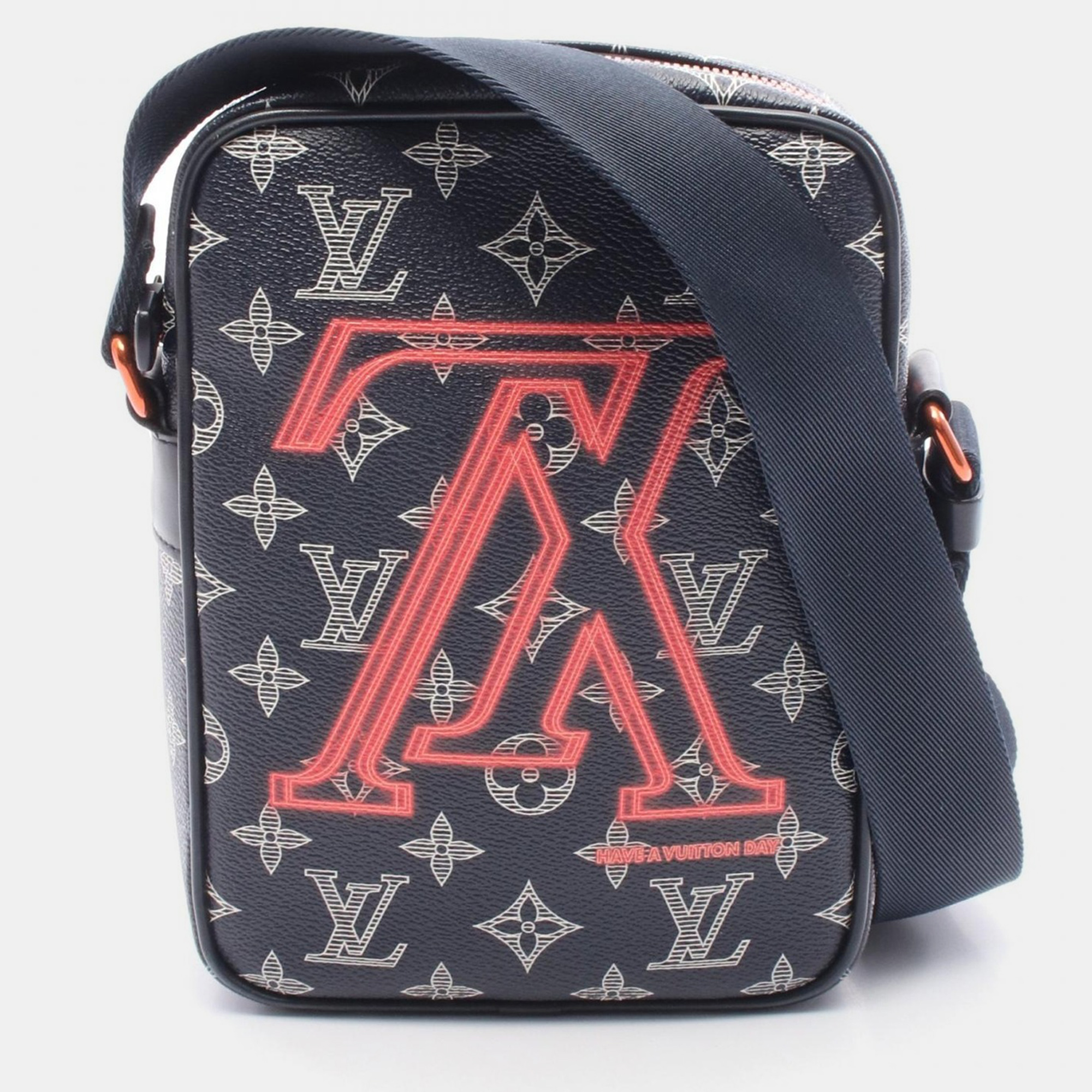 

Louis Vuitton Danube Navy Red Monogram Ink Canvas Shoulder Bag, Navy blue