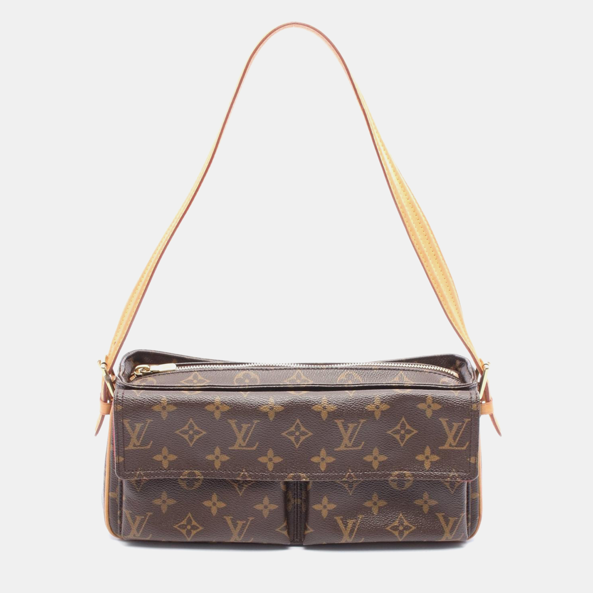 

Louis Vuitton Vivacite Mm Shoulder Handbag Monogram Canvas Leather Brown