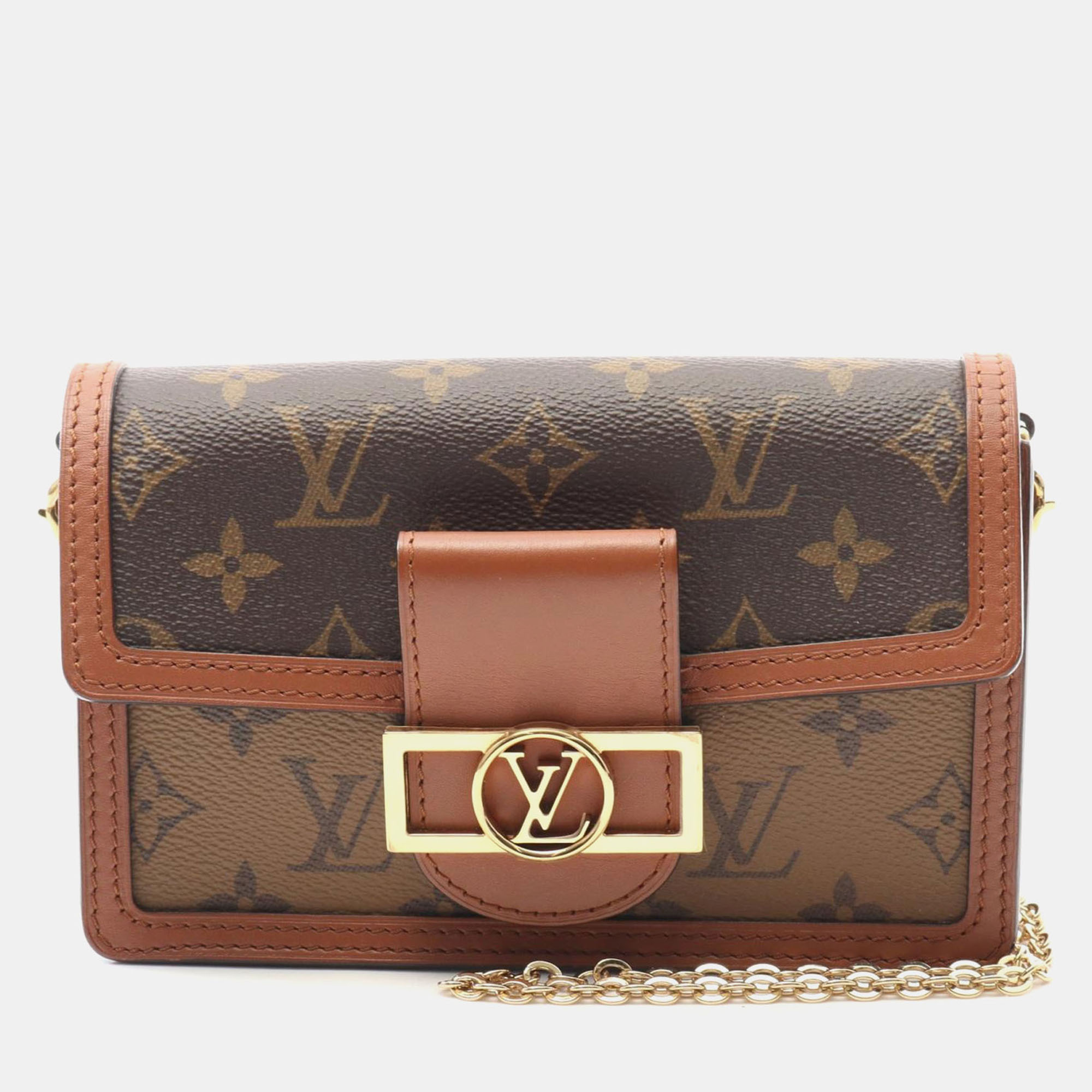 

Louis Vuitton Dauphine Brown Monogram Canvas Leather Chain Shoulder Bag
