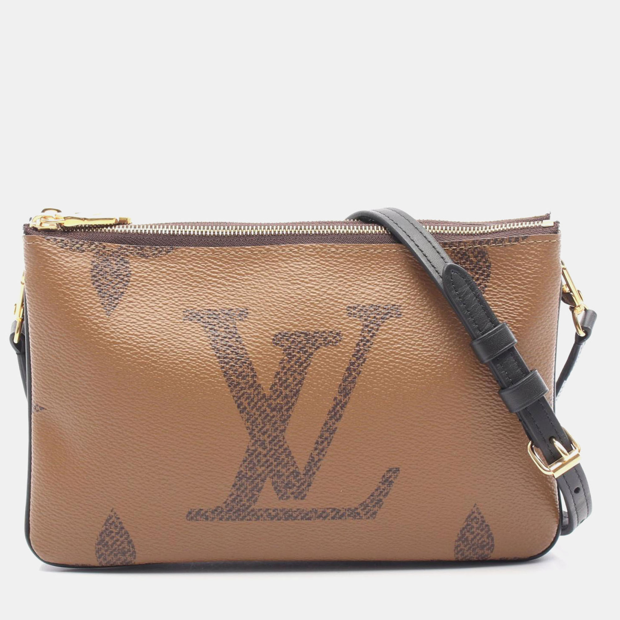 

Louis Vuitton Pochette Double Zip Monogram Giant Reverse Shoulder Bag, Beige