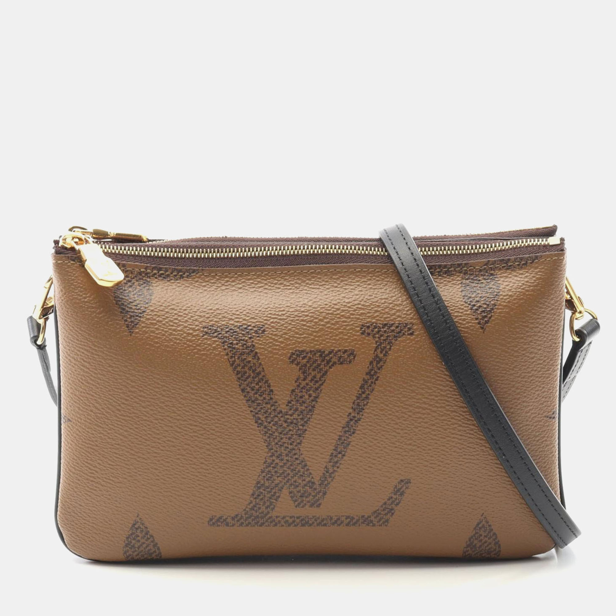 

Louis Vuitton Pochette Double Zip Shoulder Bag Monogram Giant Reverse Bag, Brown