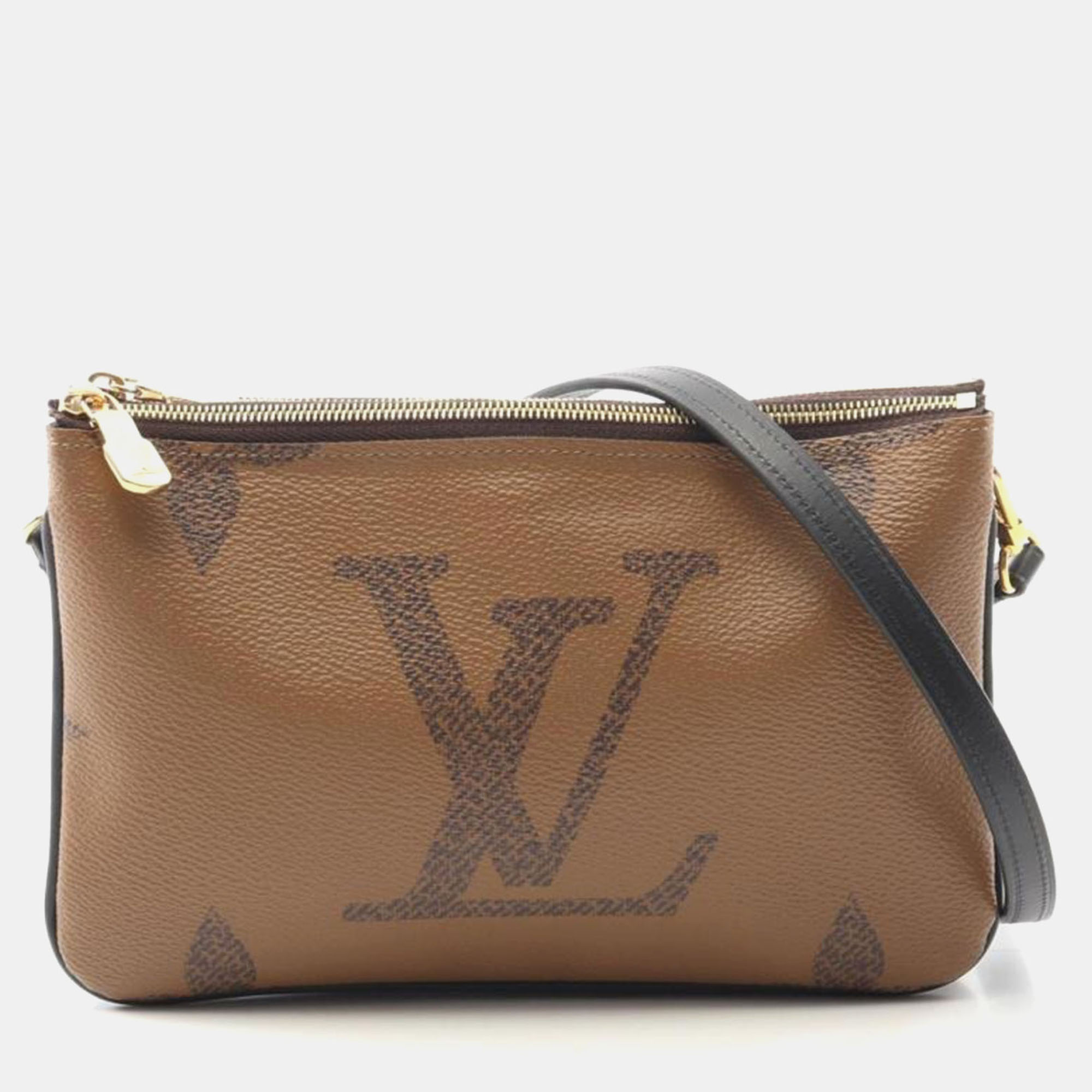 

Louis Vuitton Pochette Double Zip Monogram Giant Reverse Shoulder Bag, Brown