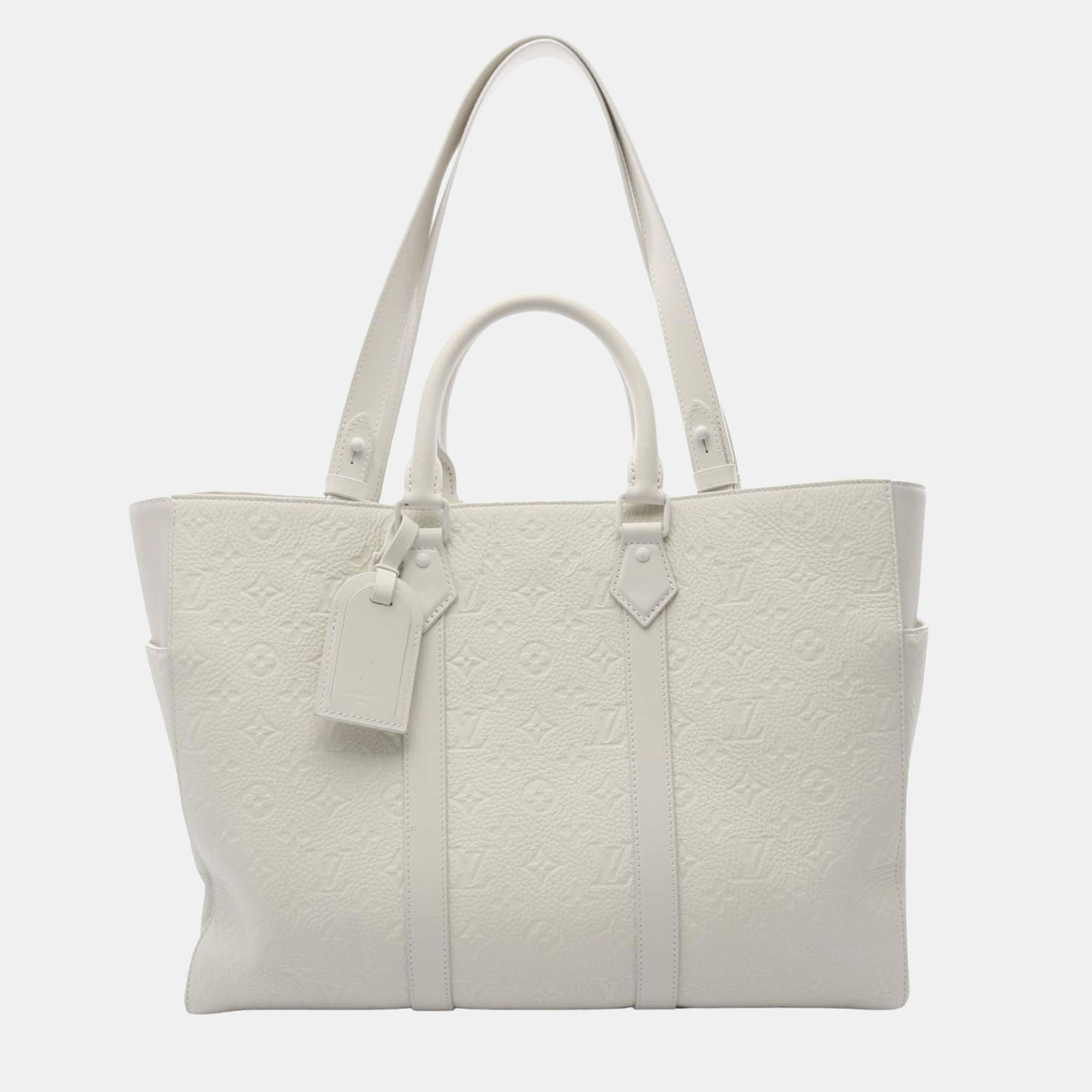 

Louis Vuitton Sac Plat 24H Full Moon Black Taurillon Leather Tote, White