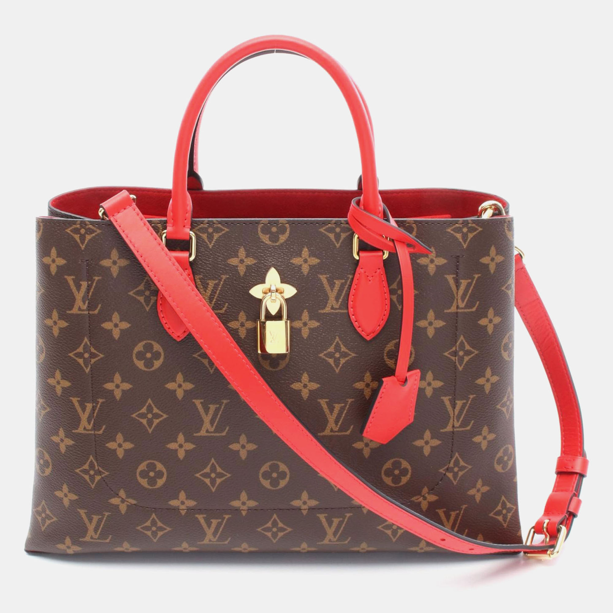 

Louis Vuitton Flower Tote Brown Monogram Leather Coquelicot Shoulder Bag