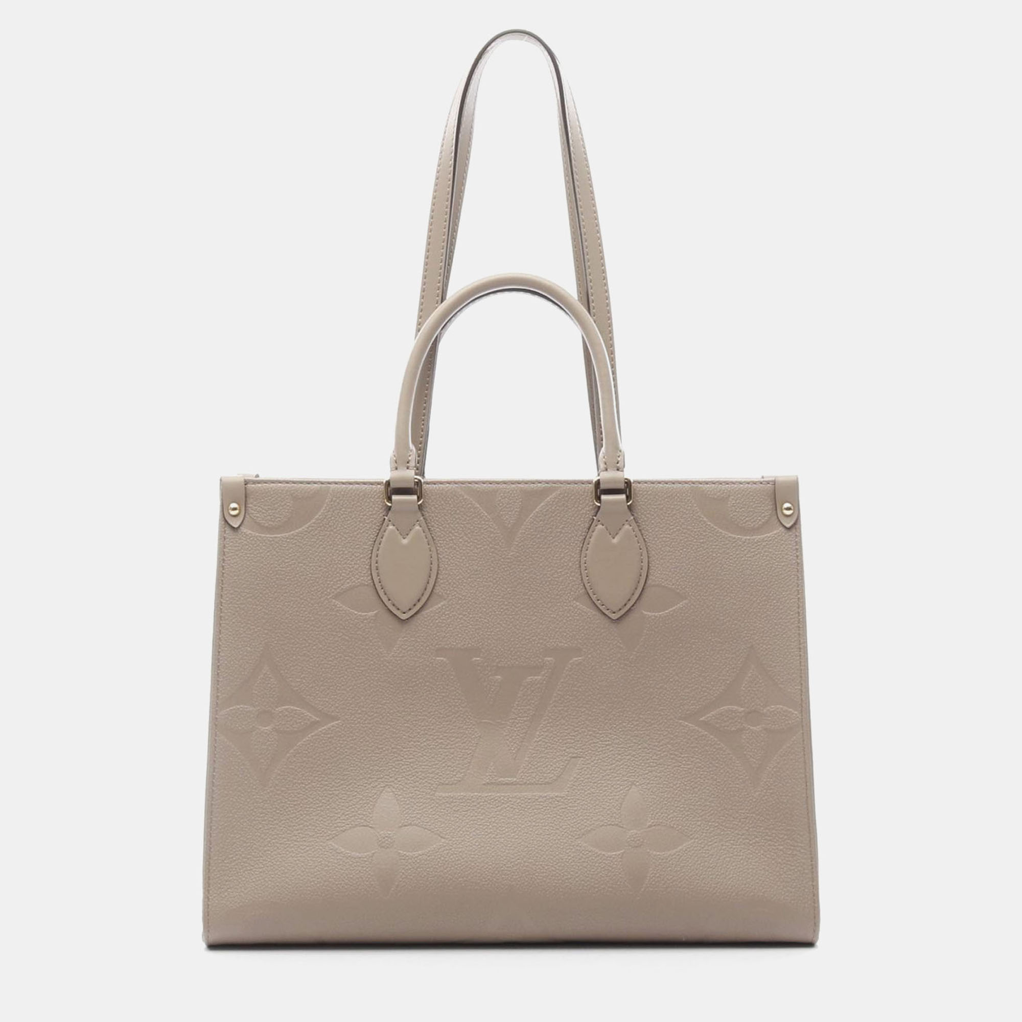 

Louis Vuitton On The Go MM Monogram Empreinte Beige Leather Tote