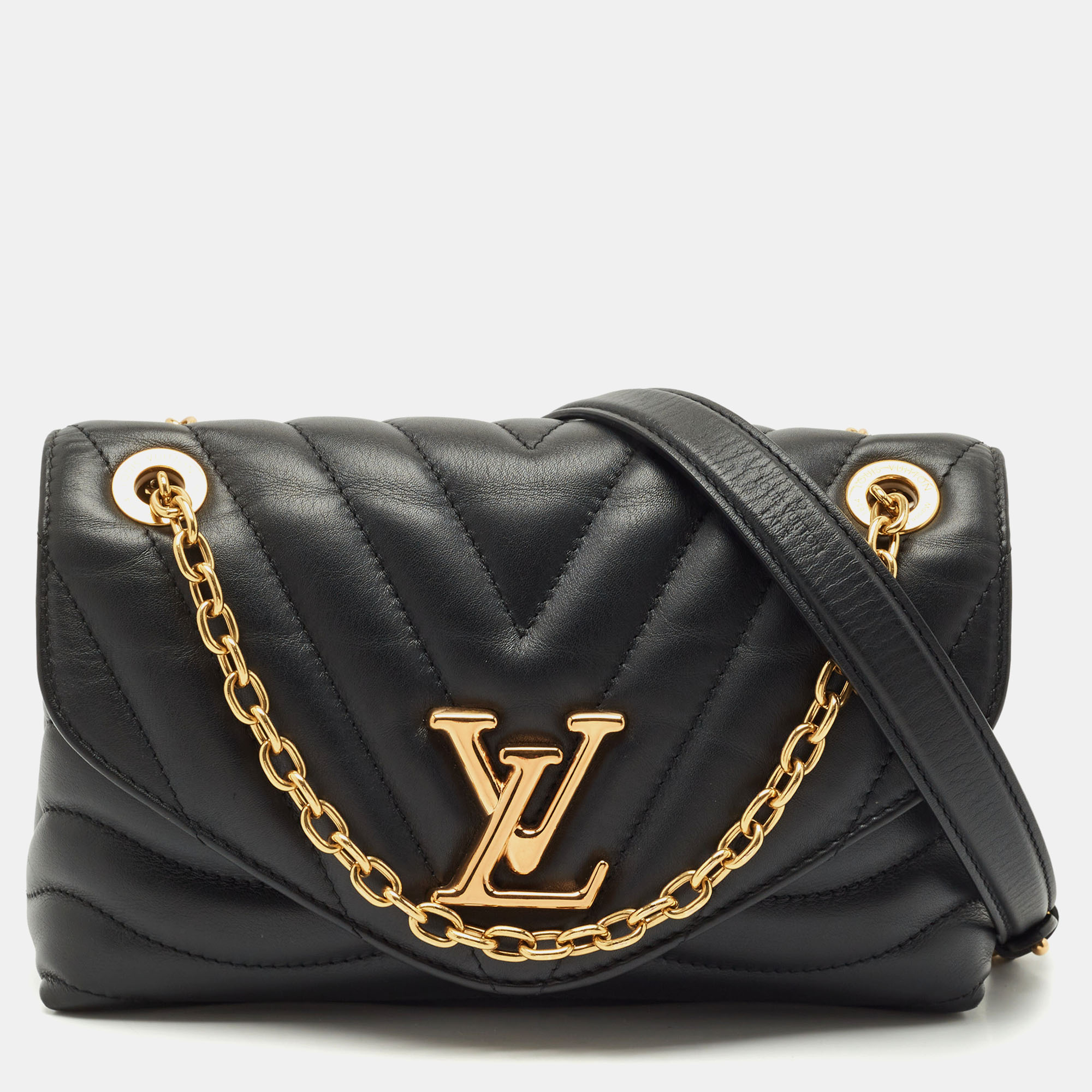 

Louis Vuitton Black Leather New Wave Chain MM Bag