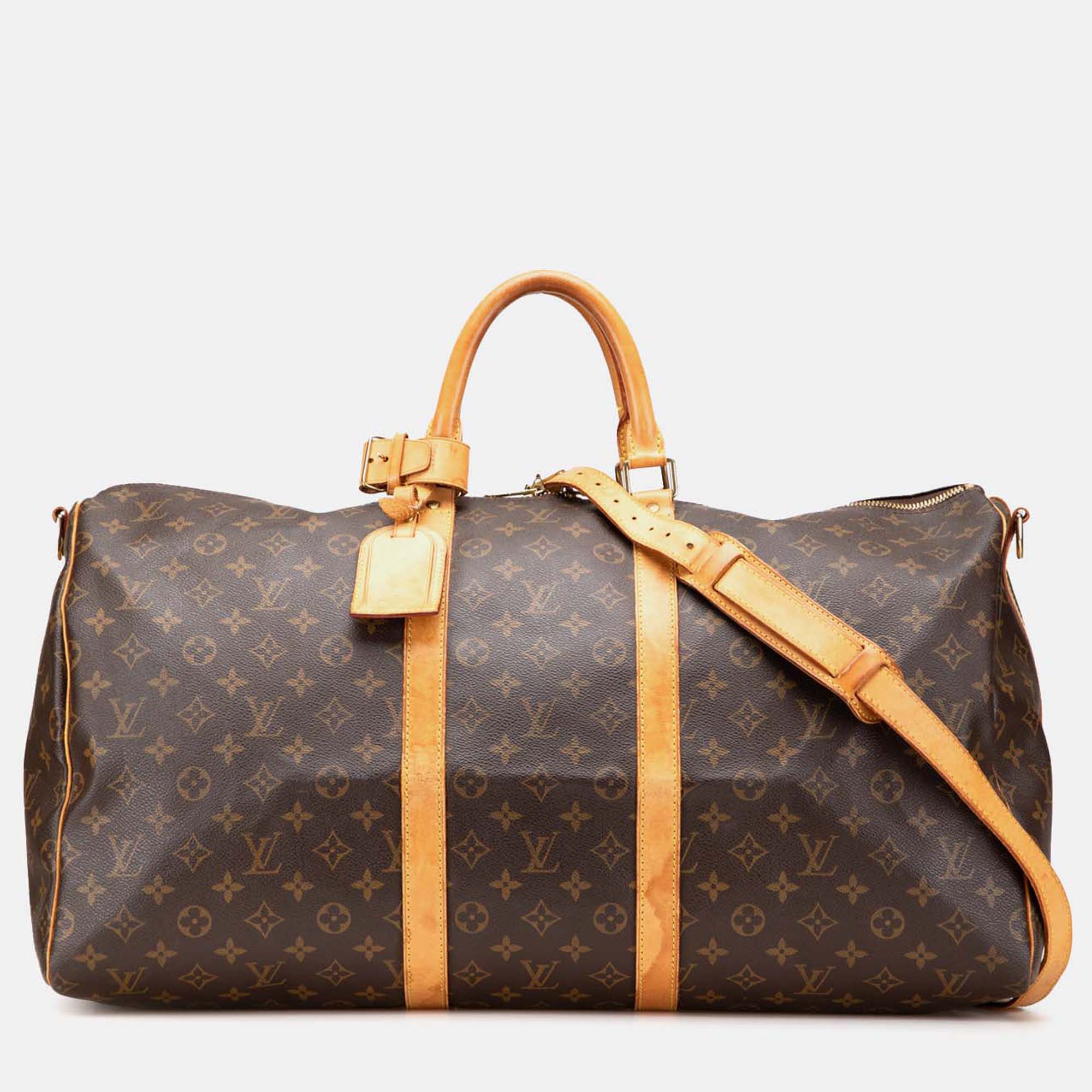 

Louis Vuitton Brown Monogram Keepall Bandouliere 55