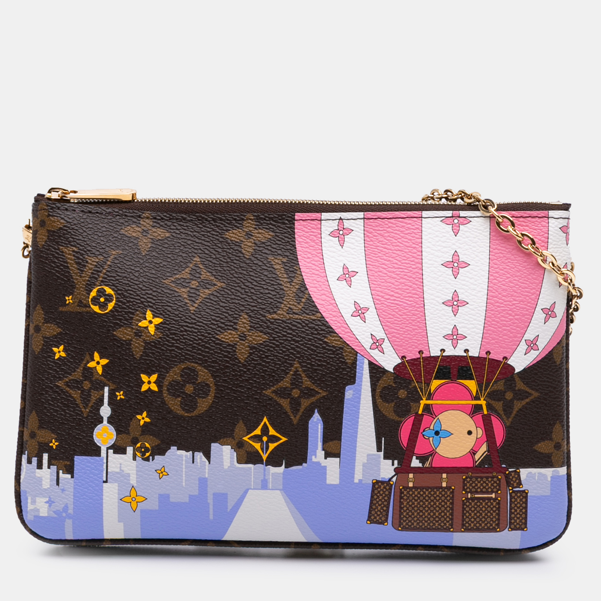 

Louis Vuitton Red Monogram Double Zip Pochette Illustre Vivienne Shanghai