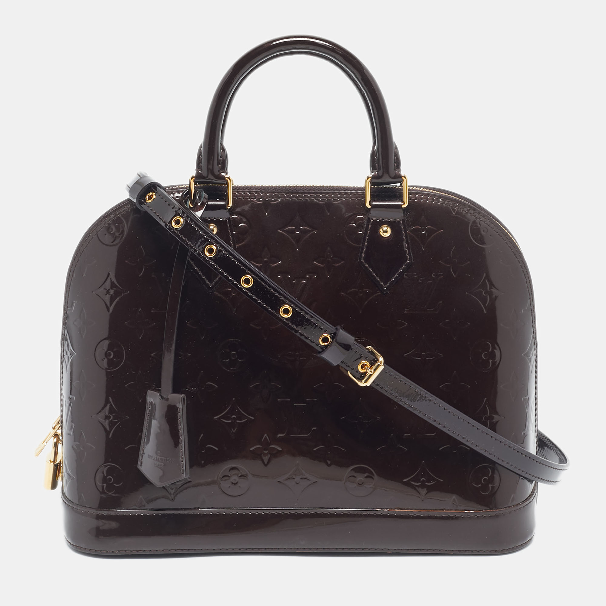 

Louis Vuitton Amarante Monogram Vernis Alma PM Bag, Burgundy