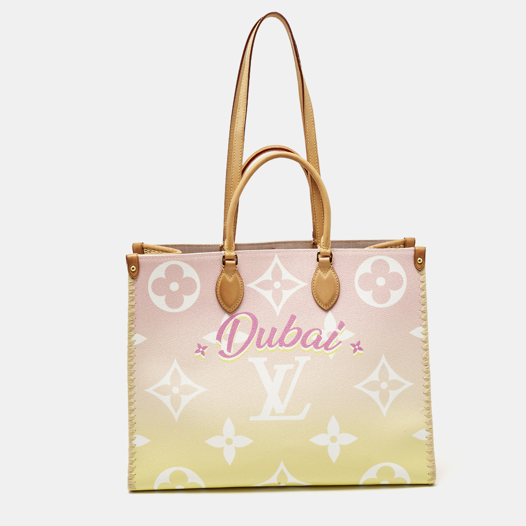 

Louis Vuitton Monogram Giant By The Pool Canvas and Raffia Dubai Onthego GM Bag, Multicolor