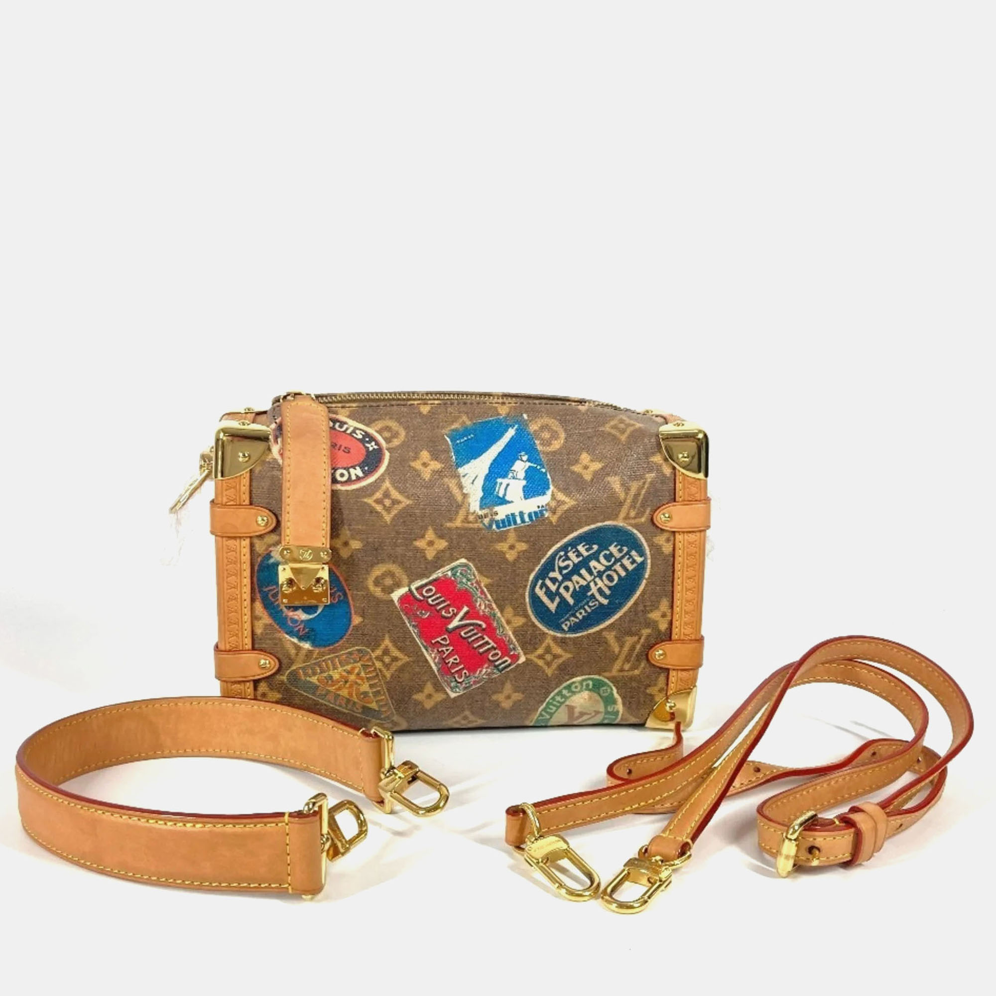 

Louis Vuitton Side Trunk MM Monogram Canvas and Leather Crossbody Bag, Brown