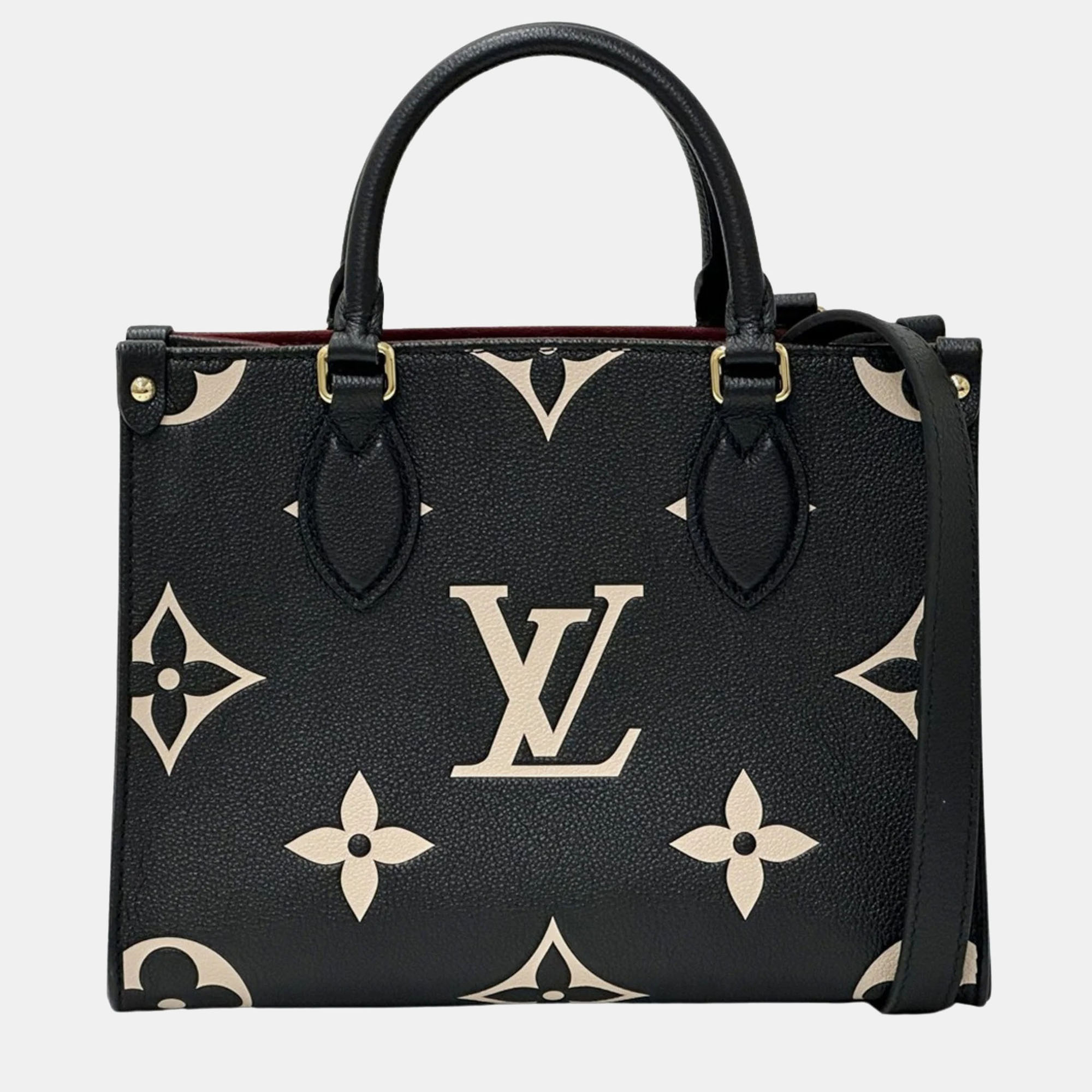 

Louis Vuitton On The Go PM Bicolor Monogram Empreinte Leather Tote Bag, Beige
