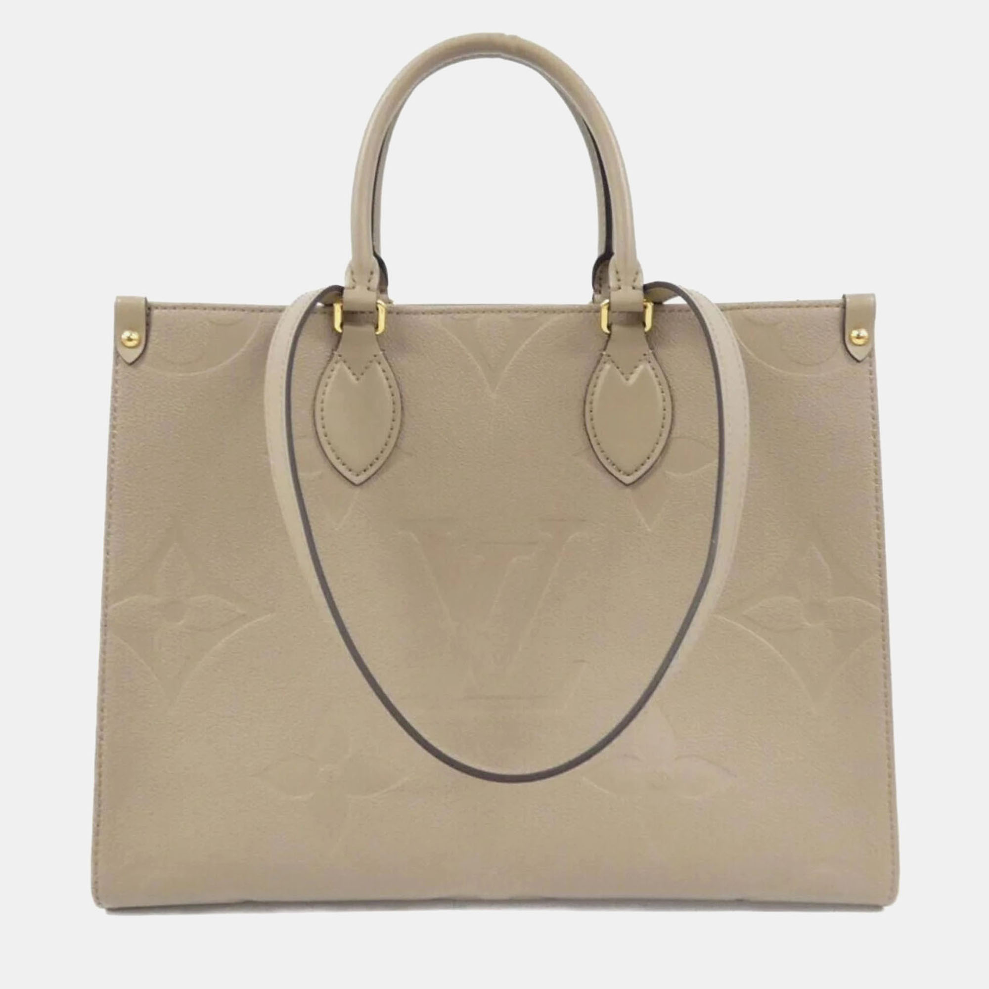 

Louis Vuitton On The Go MM Monogram Empreinte Leather Tote Bag, Cream