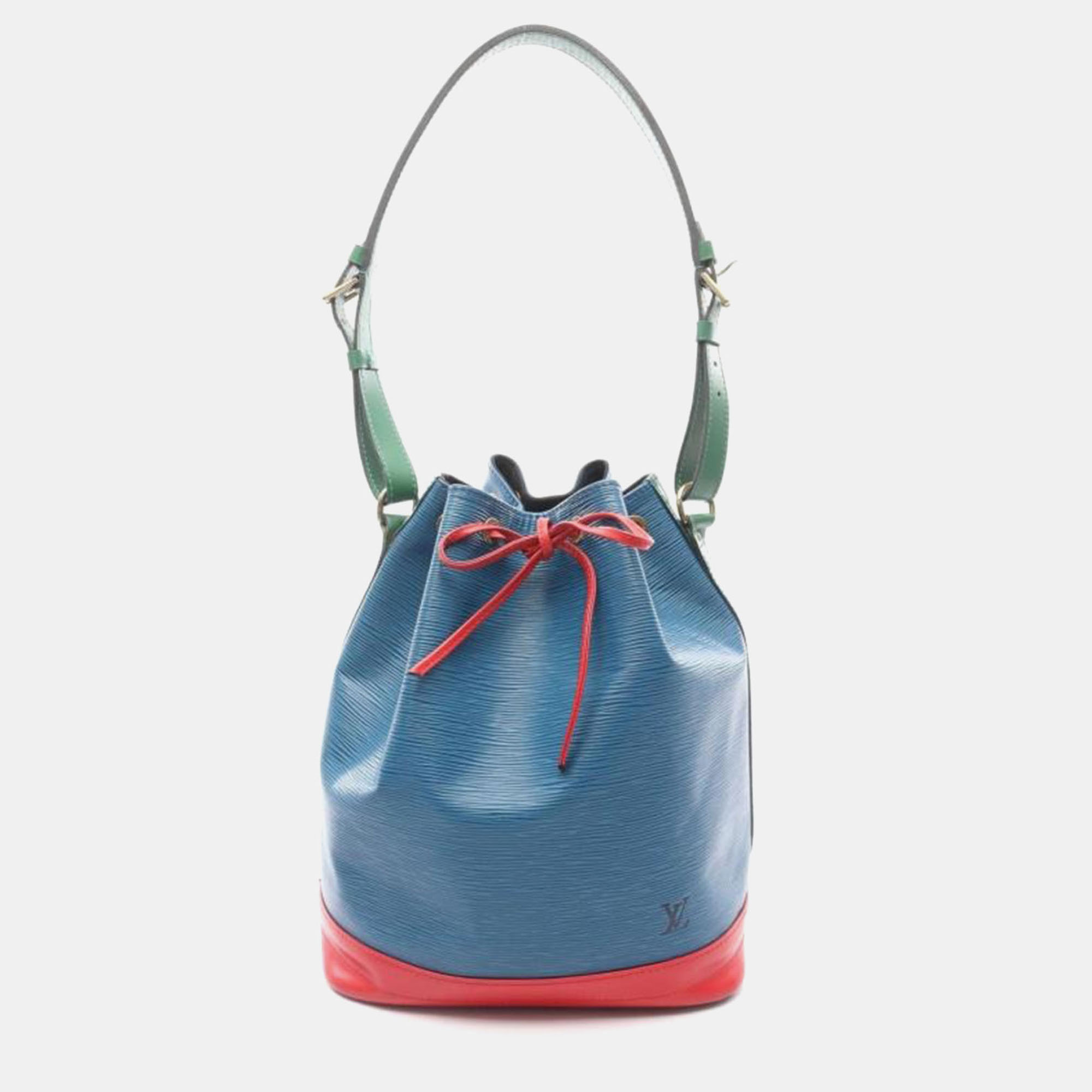 

Louis Vuitton Noe Toledo Blue Castilian Red Borneo Green Epi Leather Drawstring Bag, Multicolor