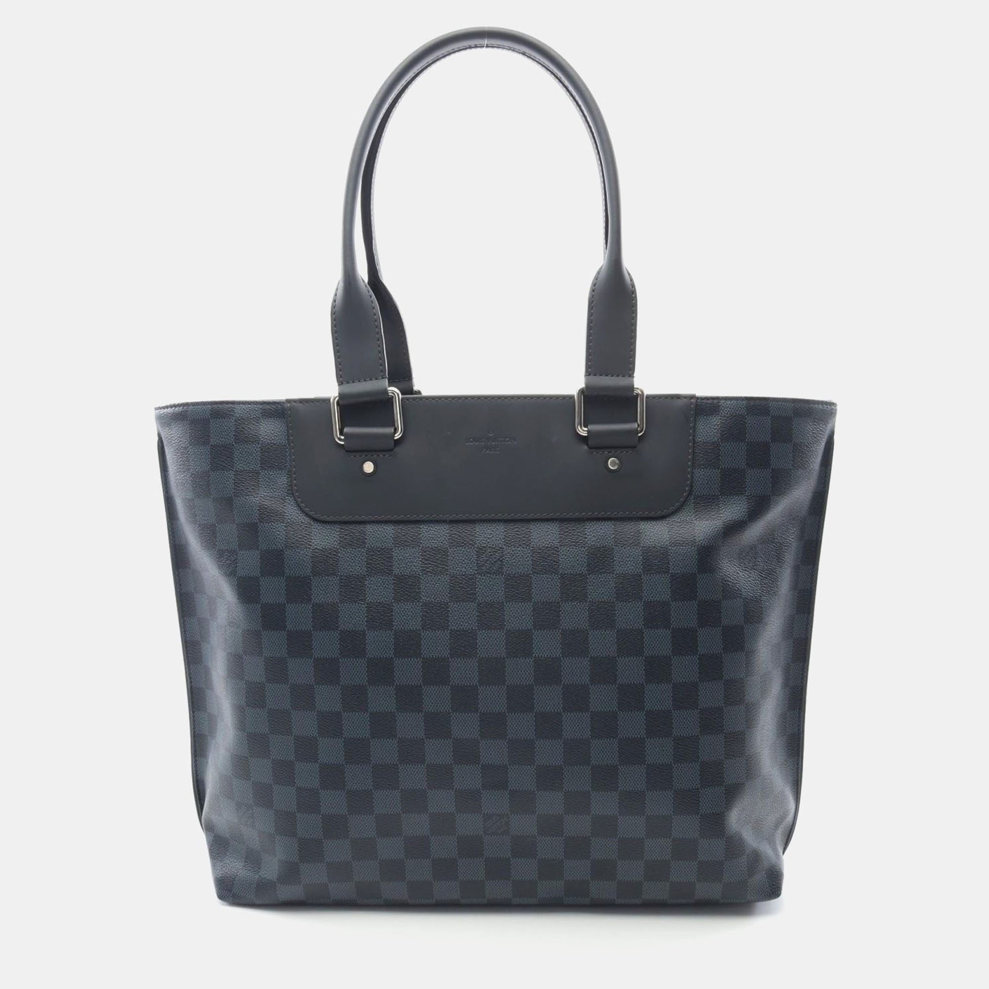 Pre-owned Louis Vuitton Cabas Voyage Tote Bag Damier Cobalts Leather Navy