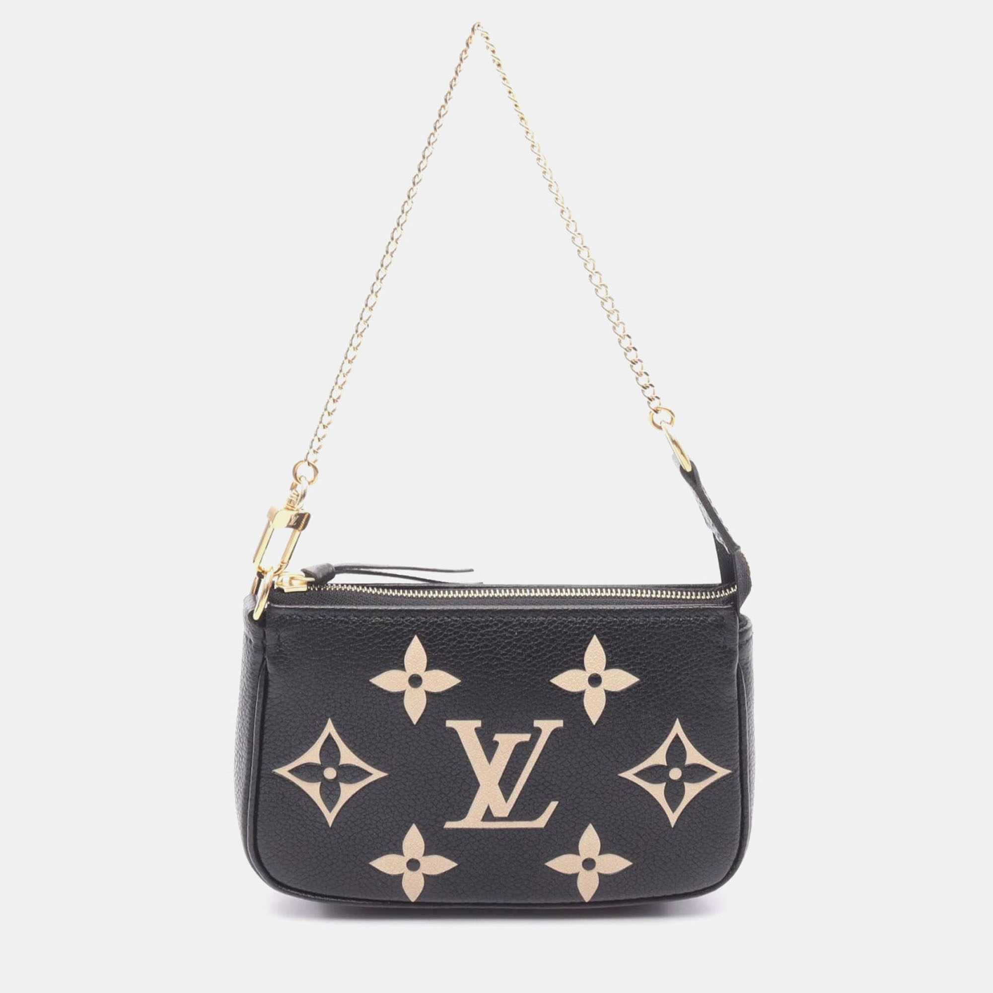 Pre-owned Louis Vuitton Mini Pochette Accessoires Chain Handbag Monogram Empreinte In Black
