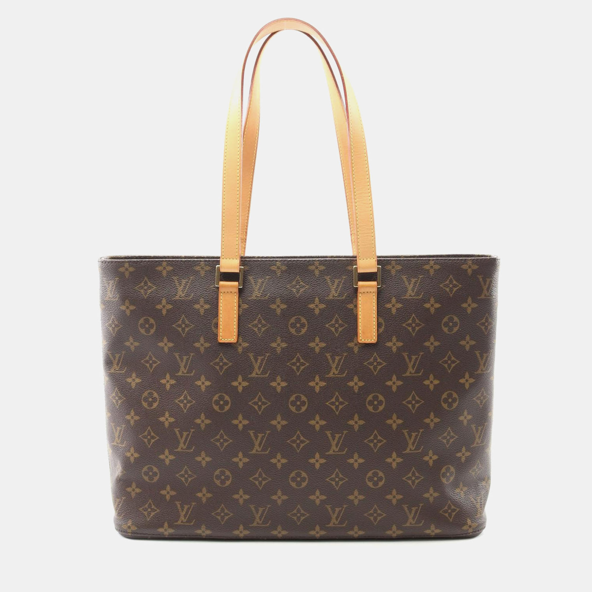 Pre-owned Louis Vuitton Luco Shoulder Tote Bag Monogram Canvas Leather In Brown