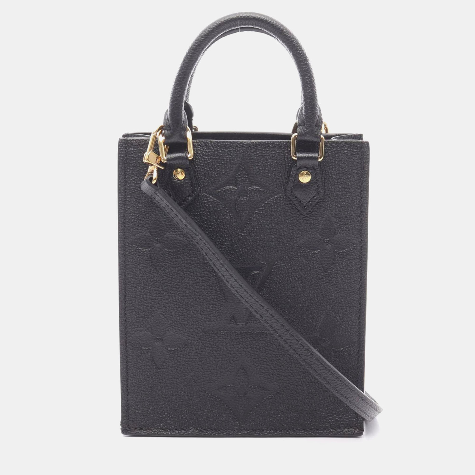 

Louis Vuitton Petit Sac Plat Shoulder Handbag Monogram Empreinte Noir, Black
