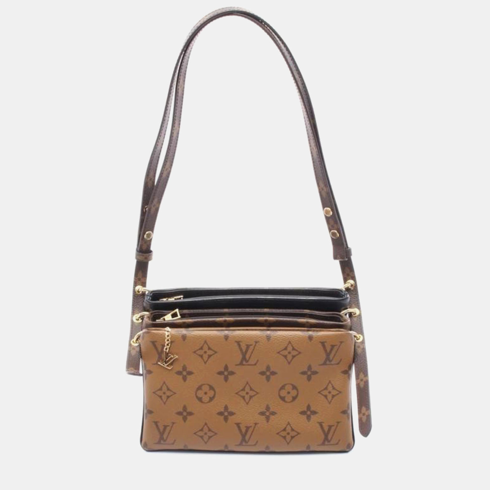 Pre-owned Louis Vuitton Pochette 3 Monogram Reverse In Brown