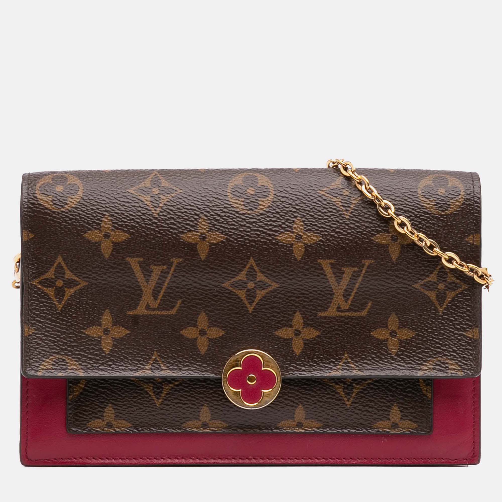 

Louis Vuitton Brown/Red Monogram Flore Wallet On Chain