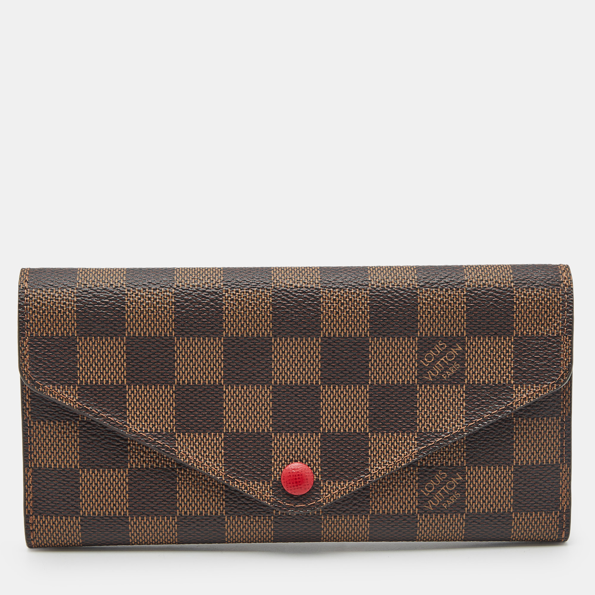 Pre-owned Louis Vuitton Red Damier Ebene Canvas Josephine Wallet