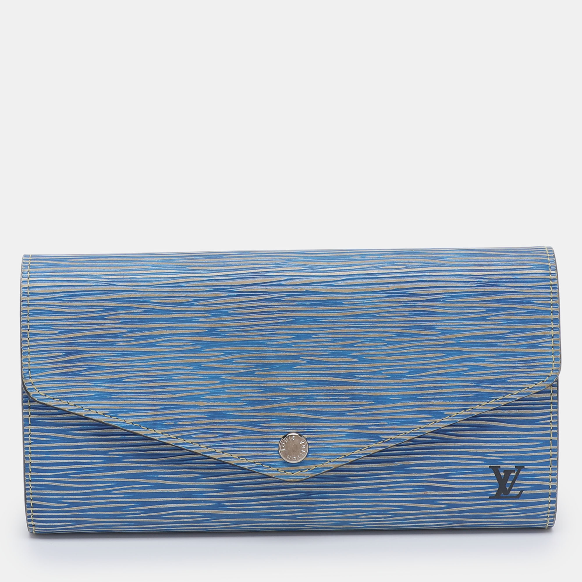 Pre-owned Louis Vuitton Blue Denim Epi Leather Sarah Nm Wallet