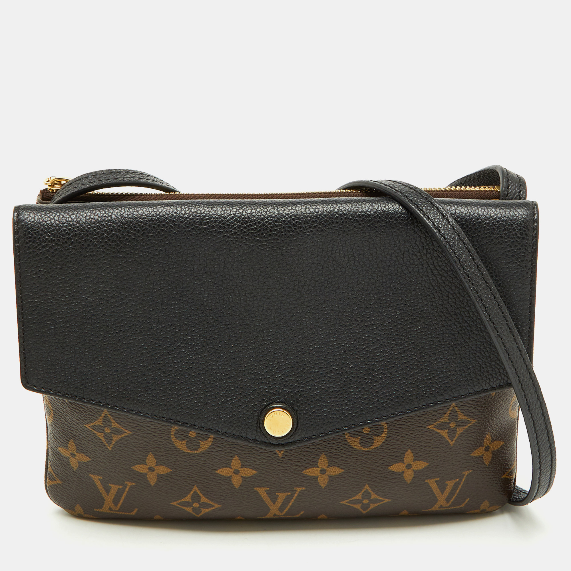 

Louis Vuitton Black Monogram Canvas and Leather Twinset Bag, Brown