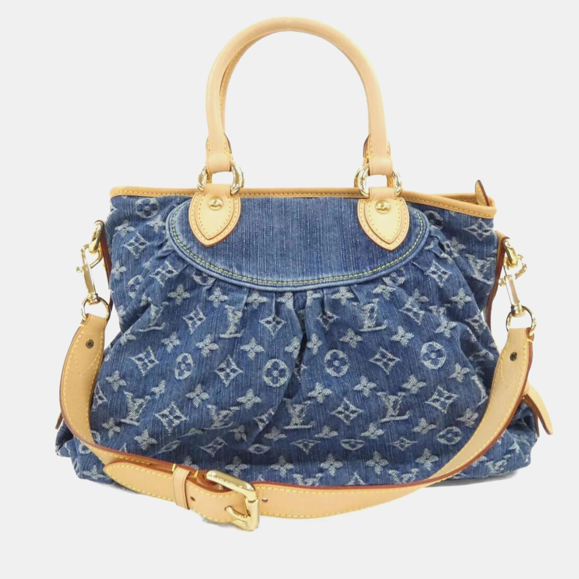 Pre-owned Louis Vuitton Monogram Denim Neo Cabby Mm Handbag In Blue